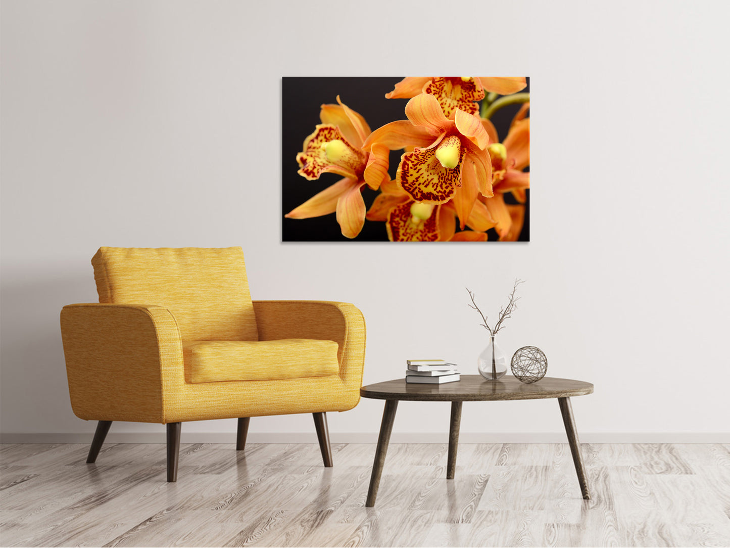 Leinwandbild Orchideen mit orangen Blüten