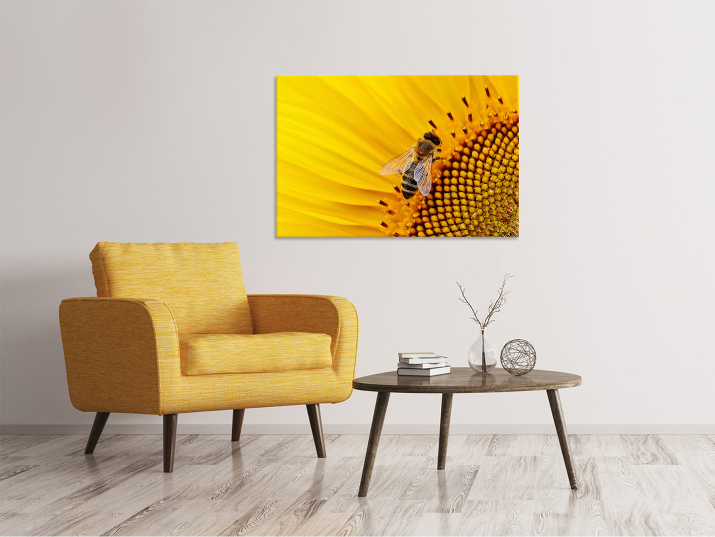 Leinwandbild Biene auf der Sonnenblume