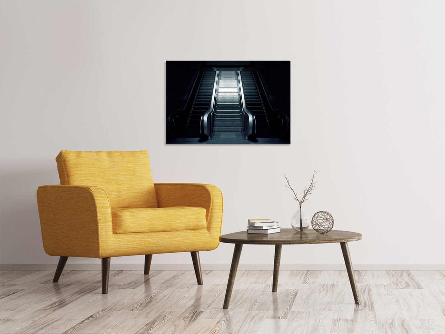 Leinwandbild Rolltreppe in der Dunkelheit