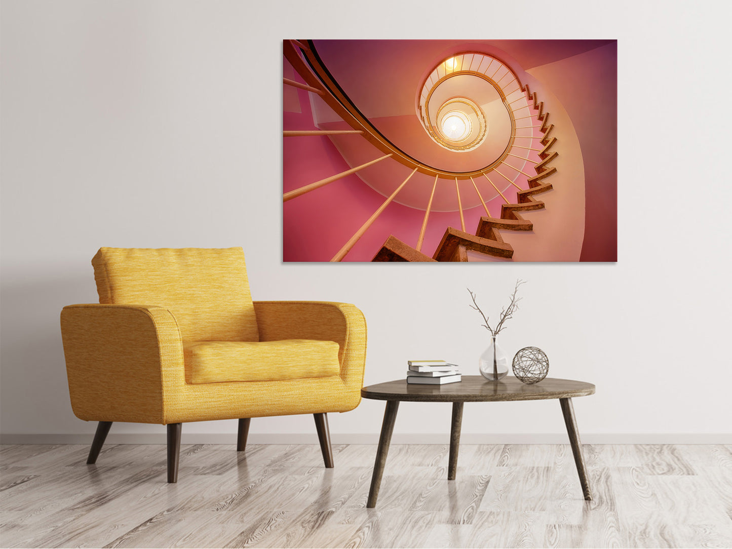 Leinwandbild Wendeltreppe in pink