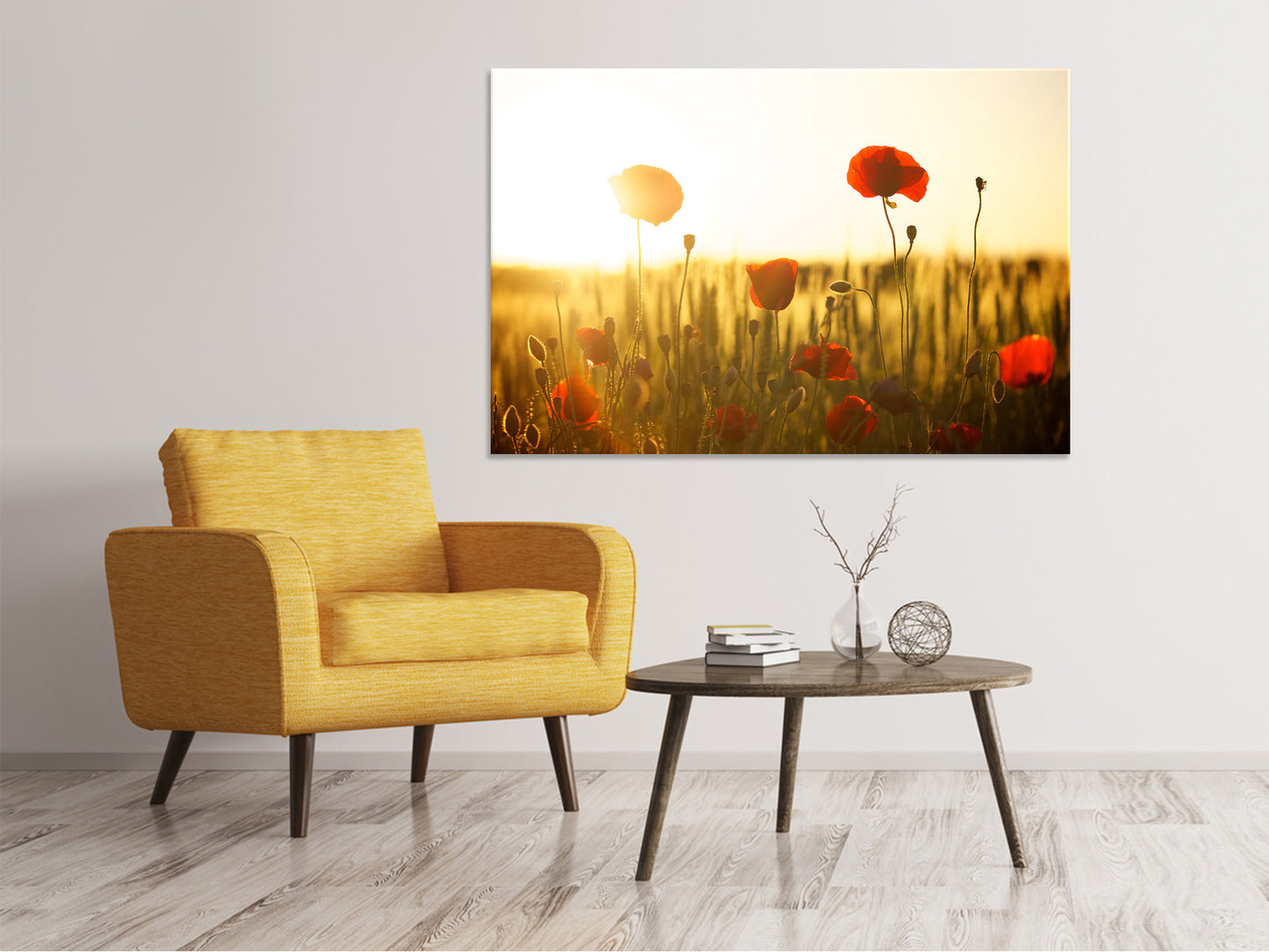 Leinwandbild Mohn im Sonnenuntergang