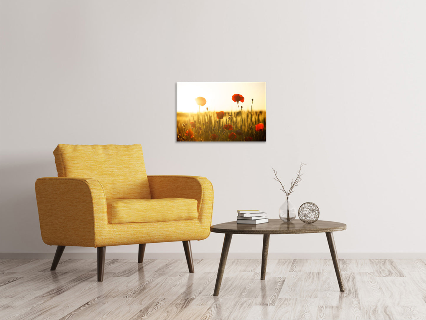 Leinwandbild Mohn im Sonnenuntergang