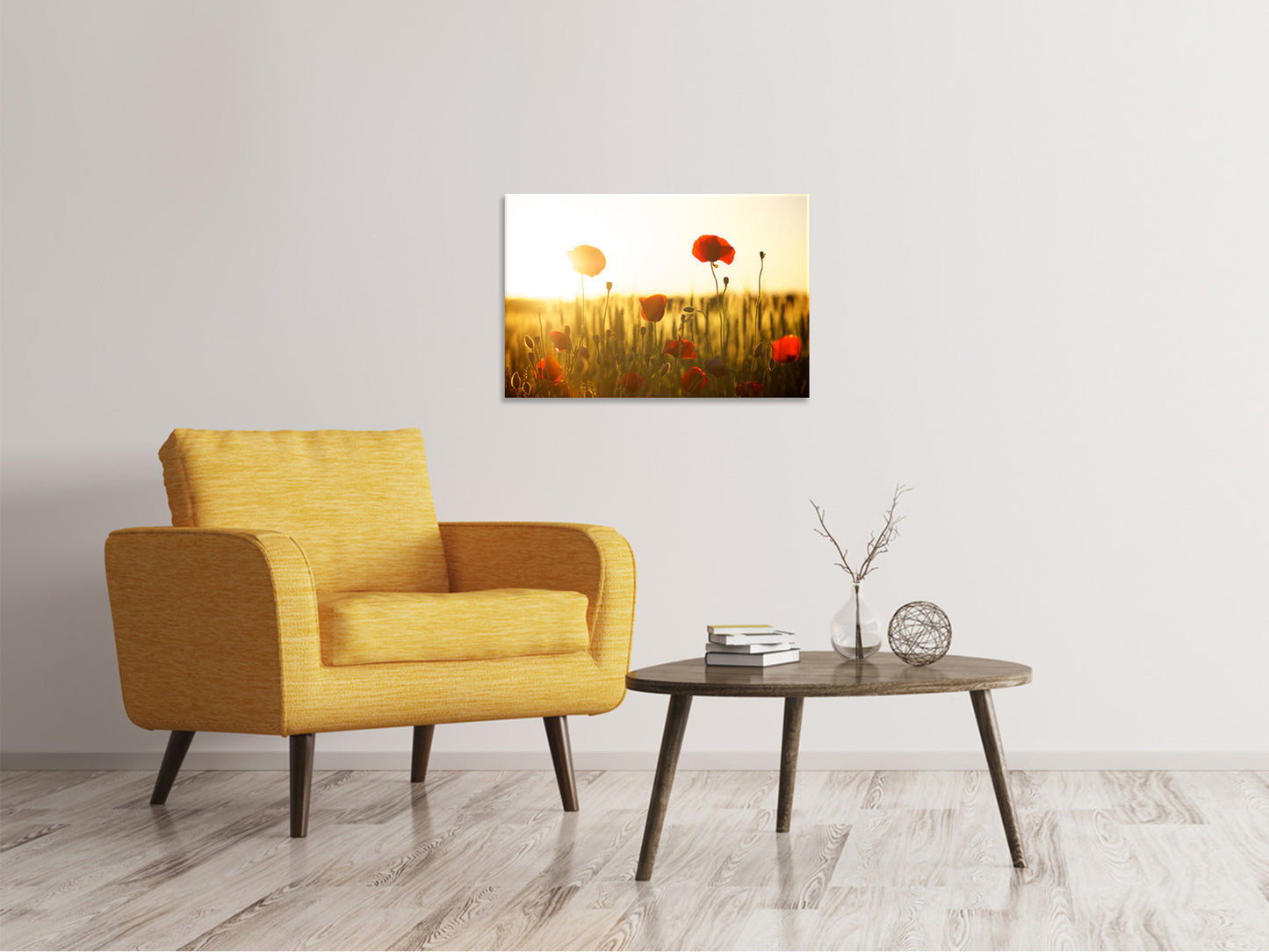 Leinwandbild Mohn im Sonnenuntergang