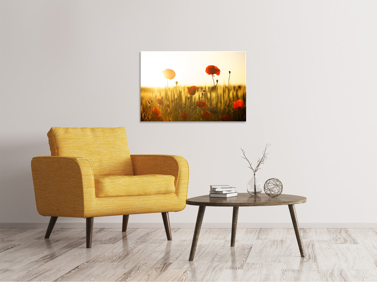 Leinwandbild Mohn im Sonnenuntergang