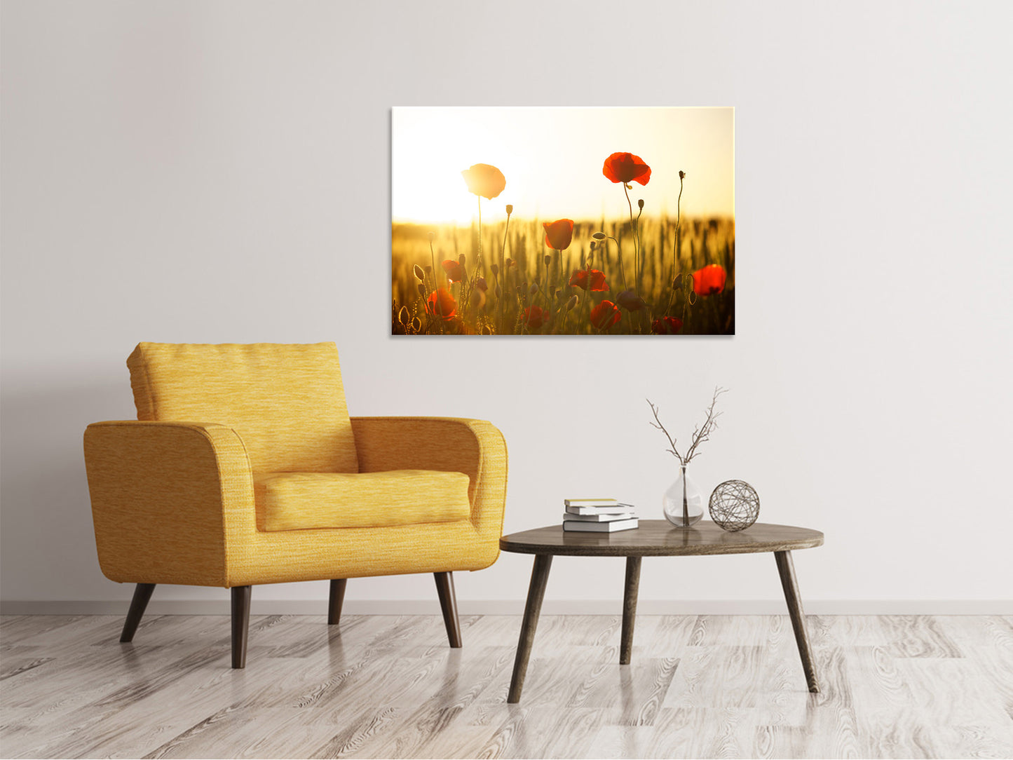 Leinwandbild Mohn im Sonnenuntergang