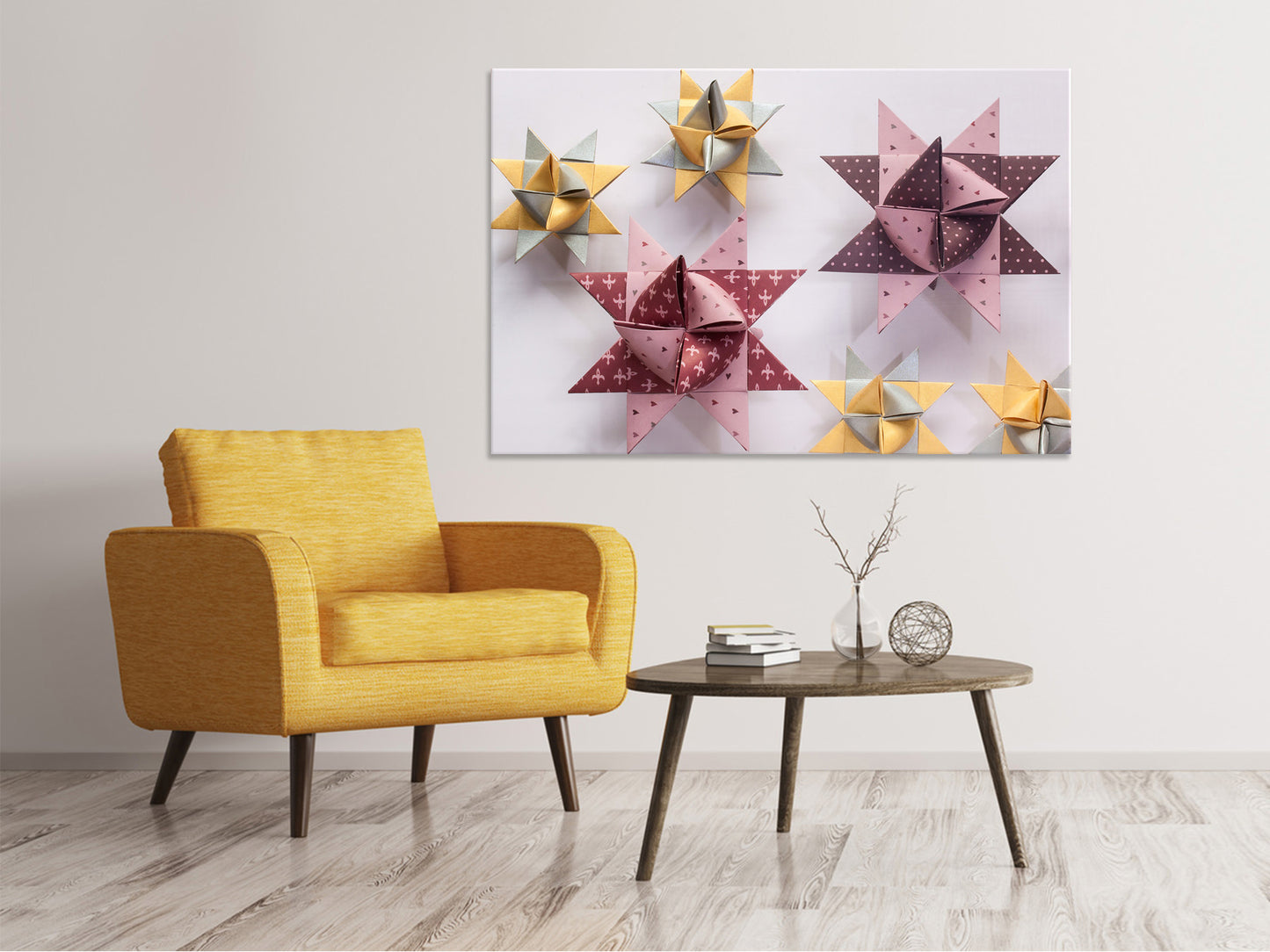 Leinwandbild Origami Bunte Sterne