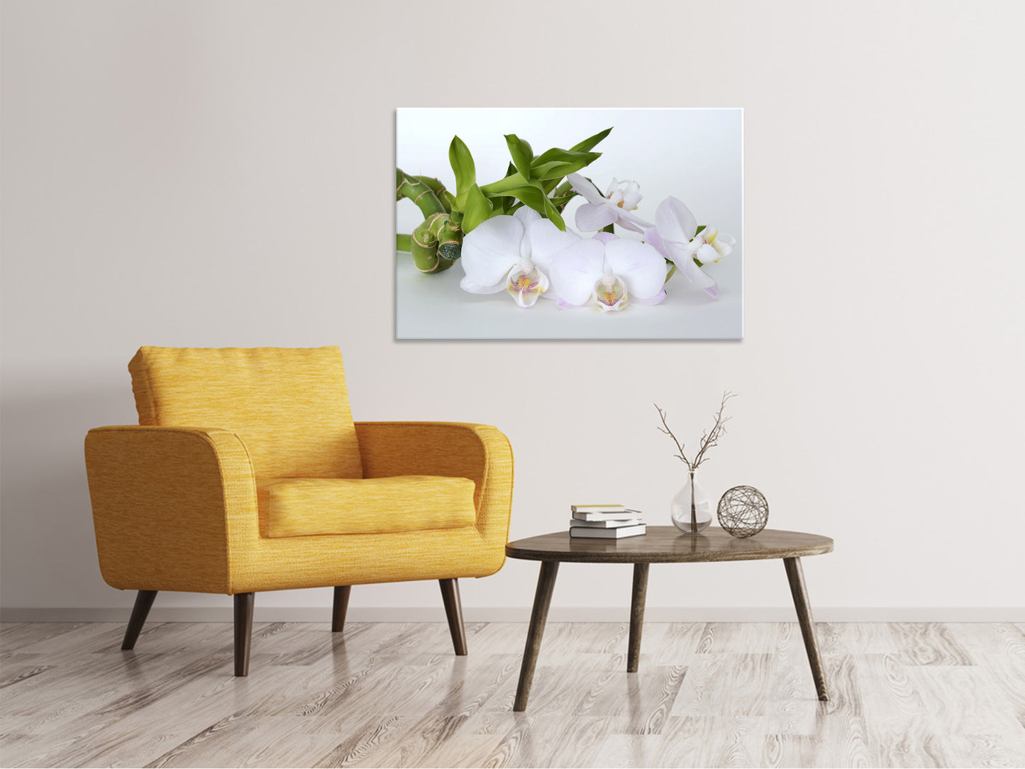 Leinwandbild Orchidee und Bambus