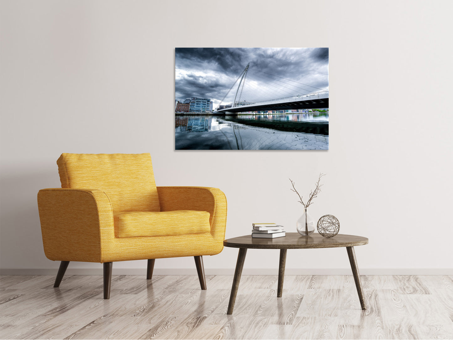 Leinwandbild Samuel Beckett Bridge mit Wolken