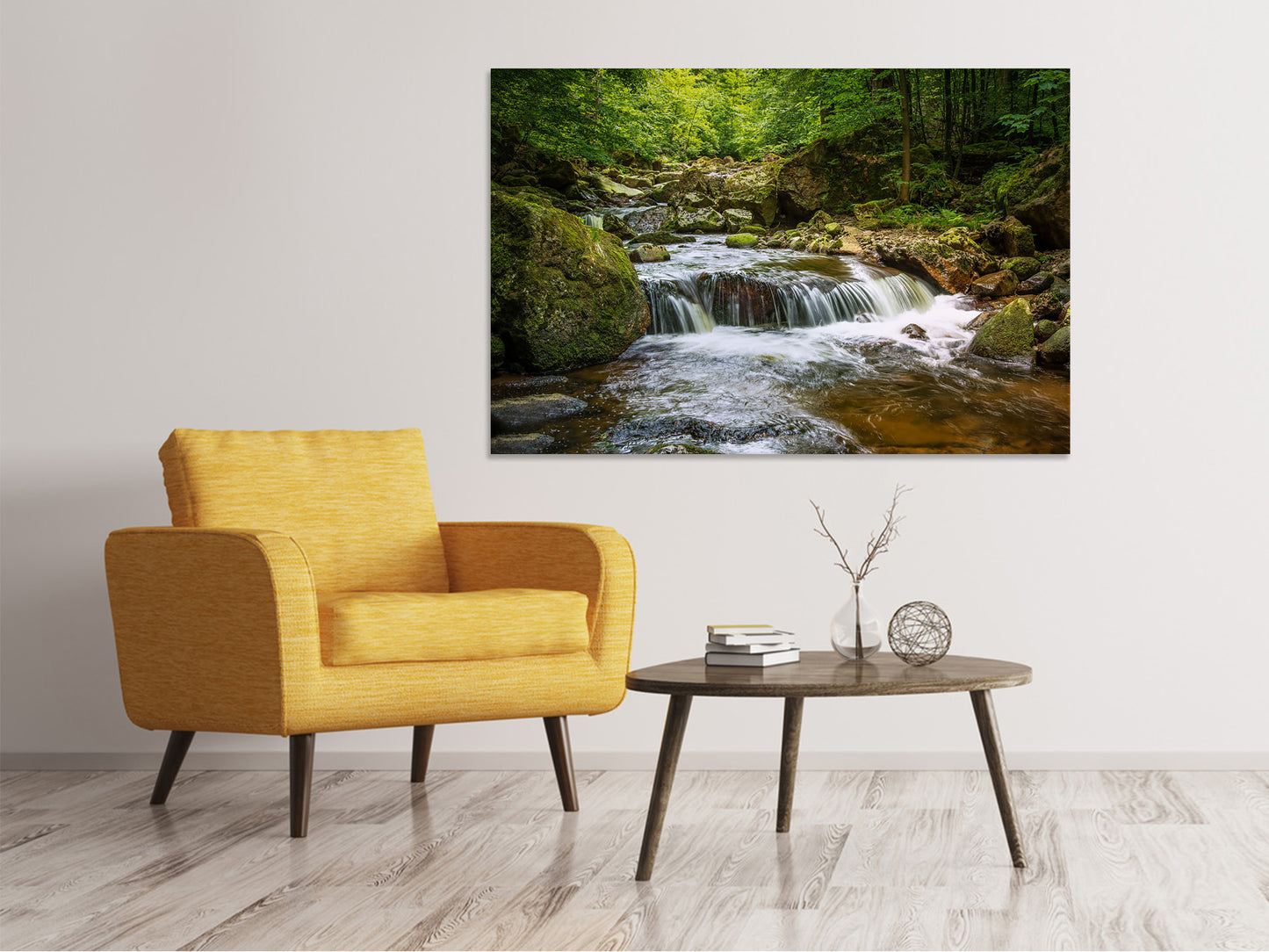 Leinwandbild Entspannung am Wasserfall