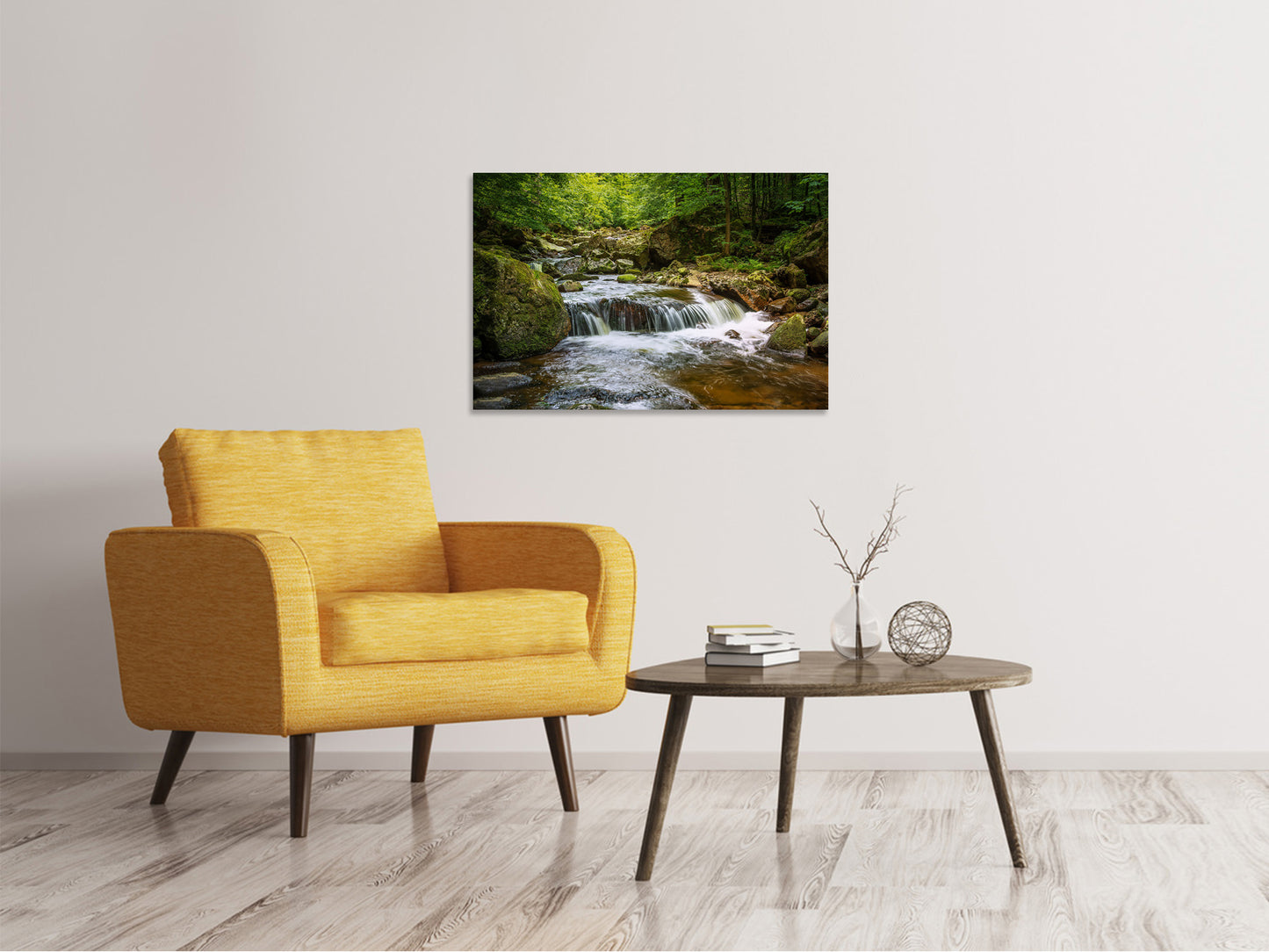 Leinwandbild Entspannung am Wasserfall