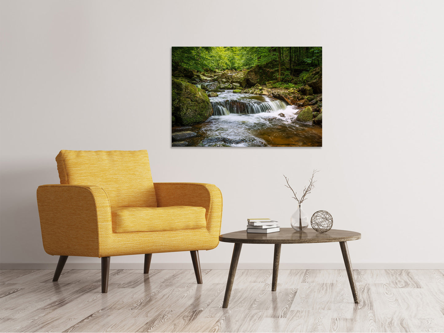 Leinwandbild Entspannung am Wasserfall