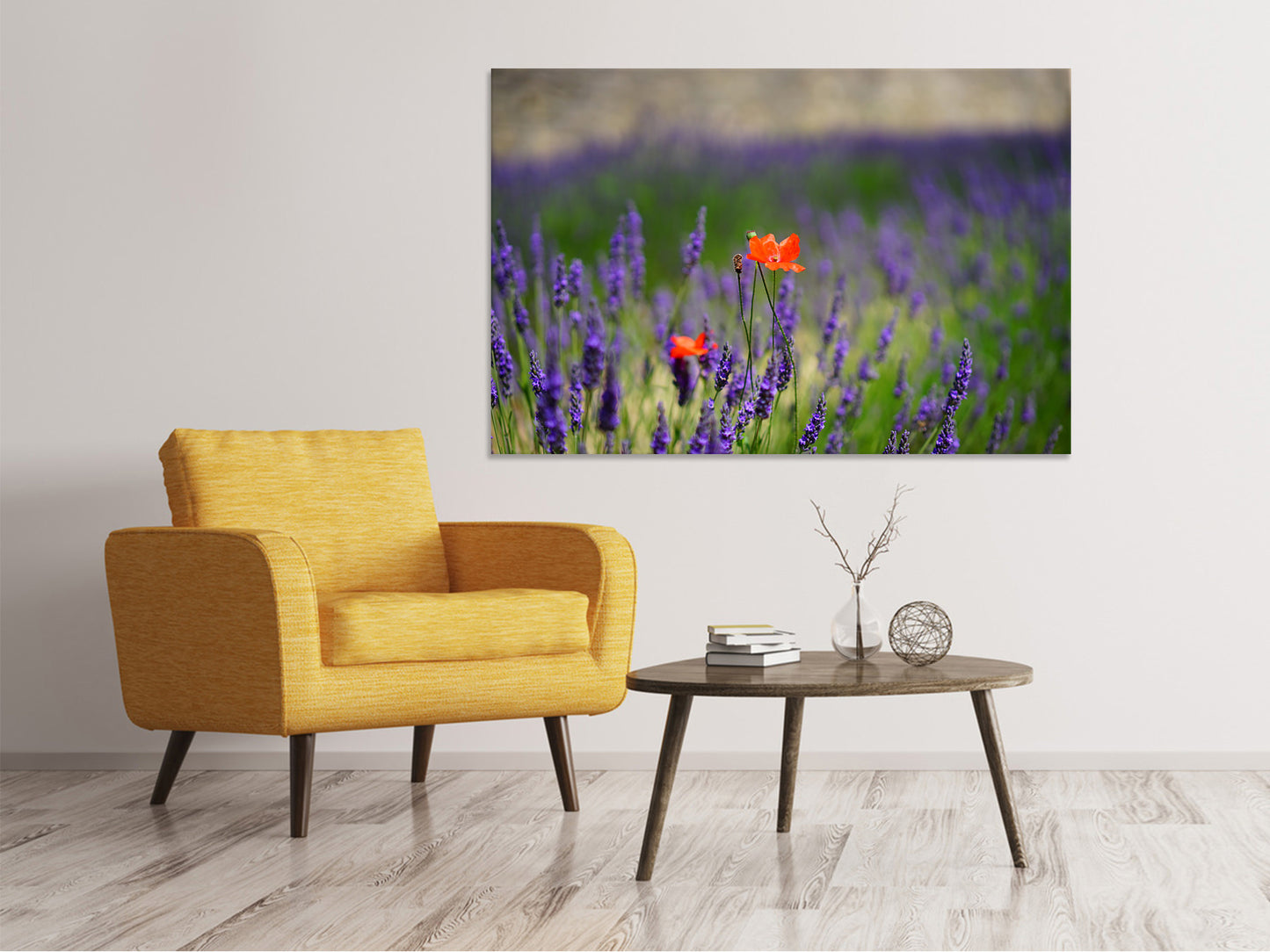 Leinwandbild Mohn im Lavendel