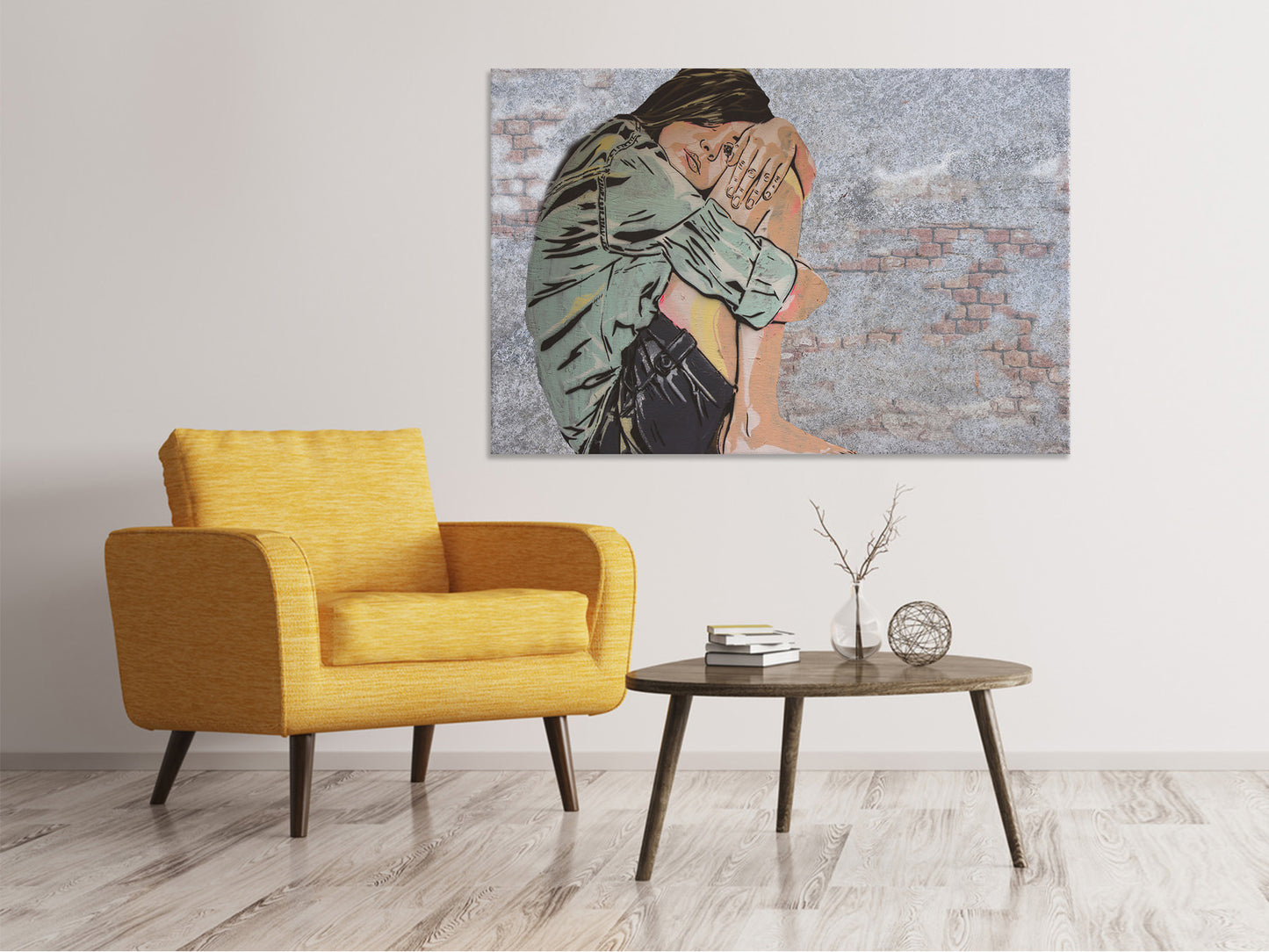 Leinwandbild Das Mädchen an der Wand