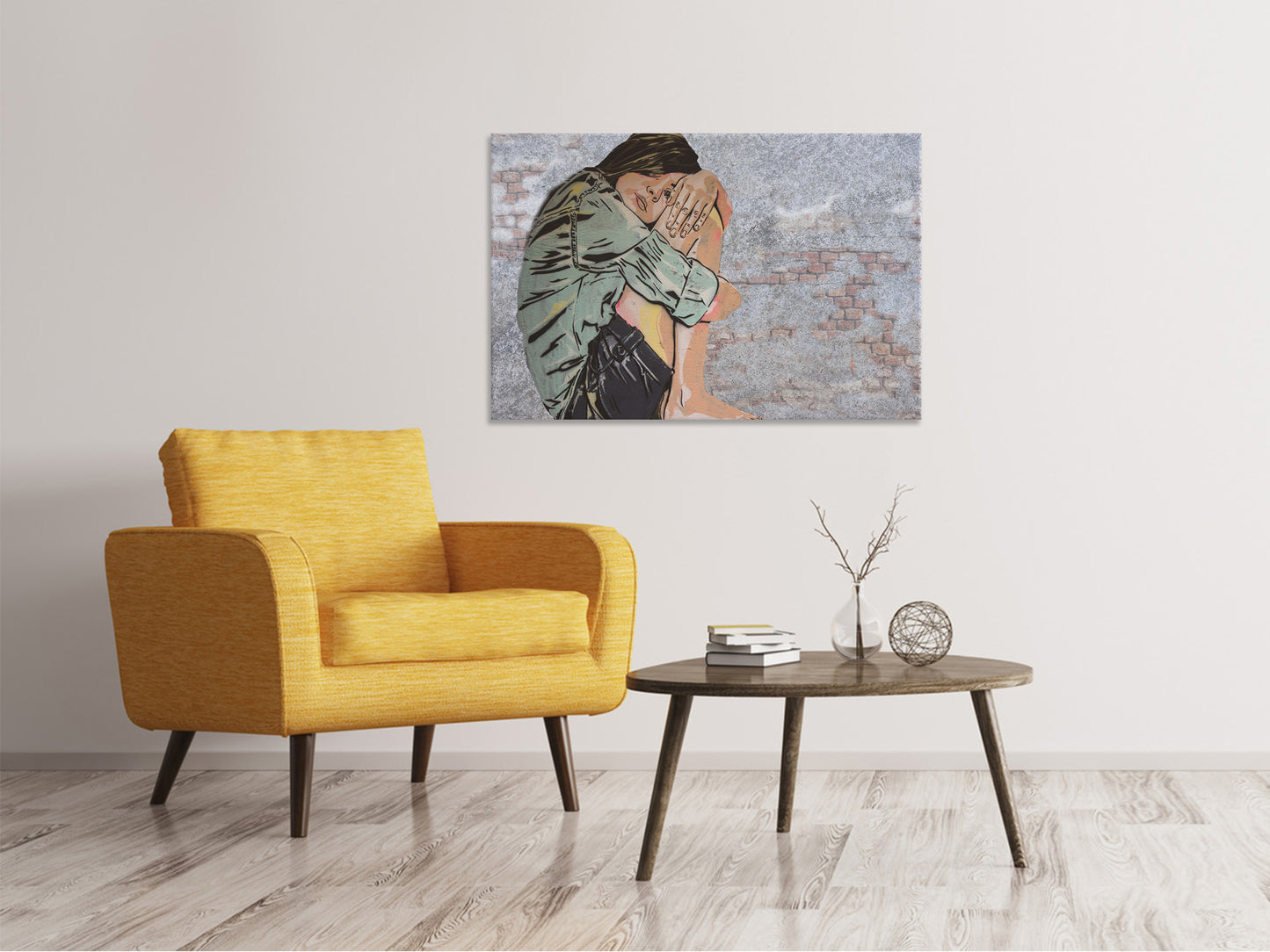 Leinwandbild Das Mädchen an der Wand