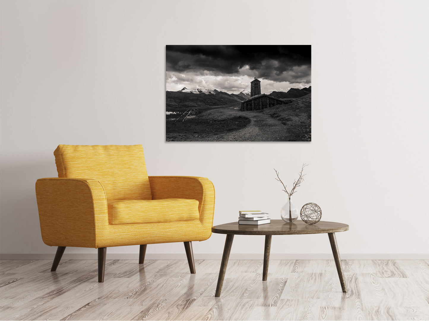 Leinwandbild Kleine Kirche im Gebirge