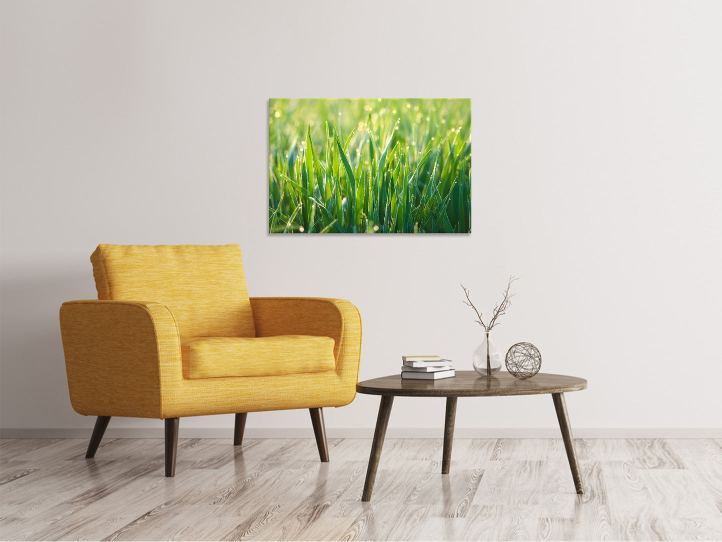 Leinwandbild Gras mit Morgentau XL
