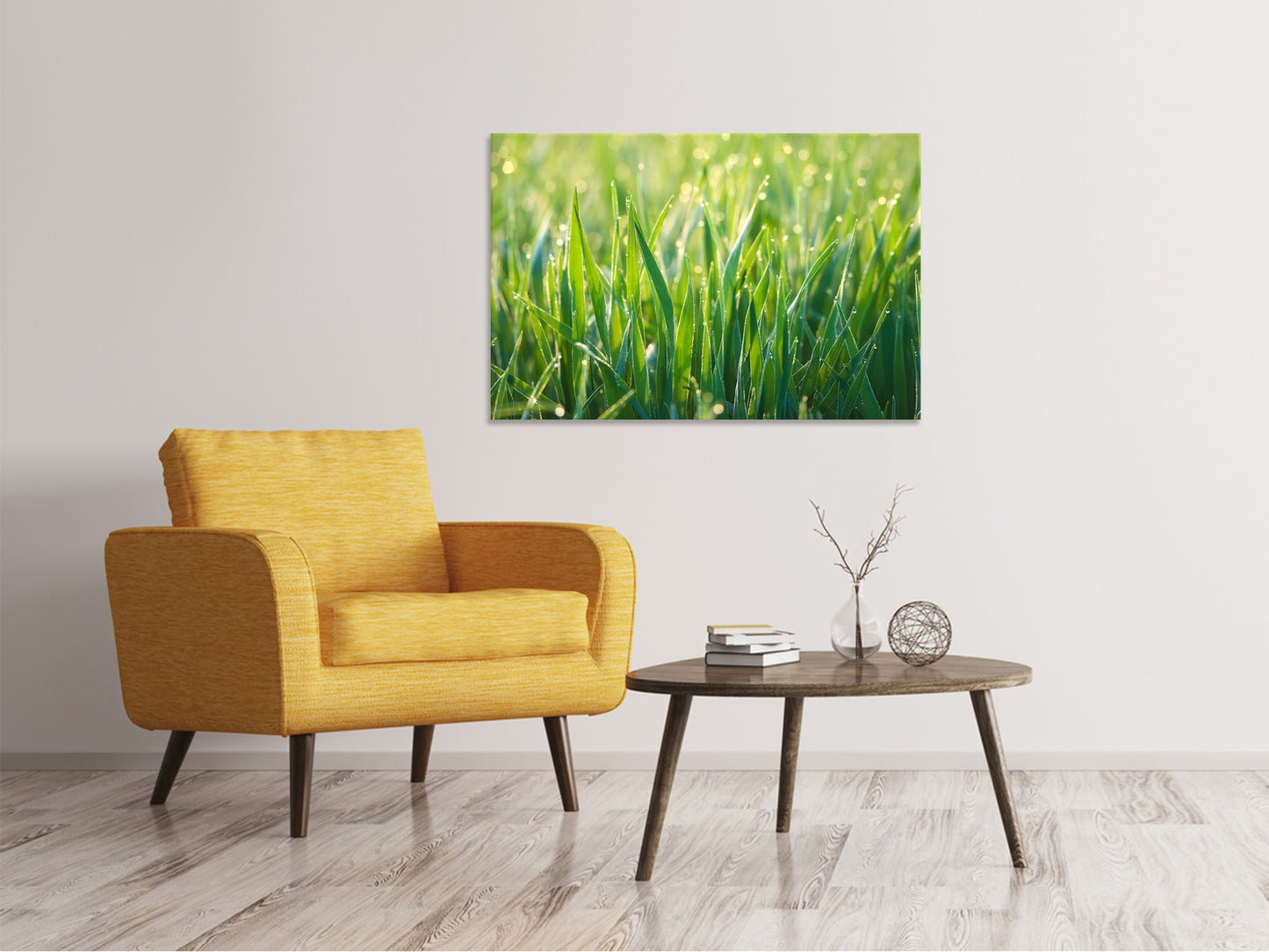 Leinwandbild Gras mit Morgentau XL