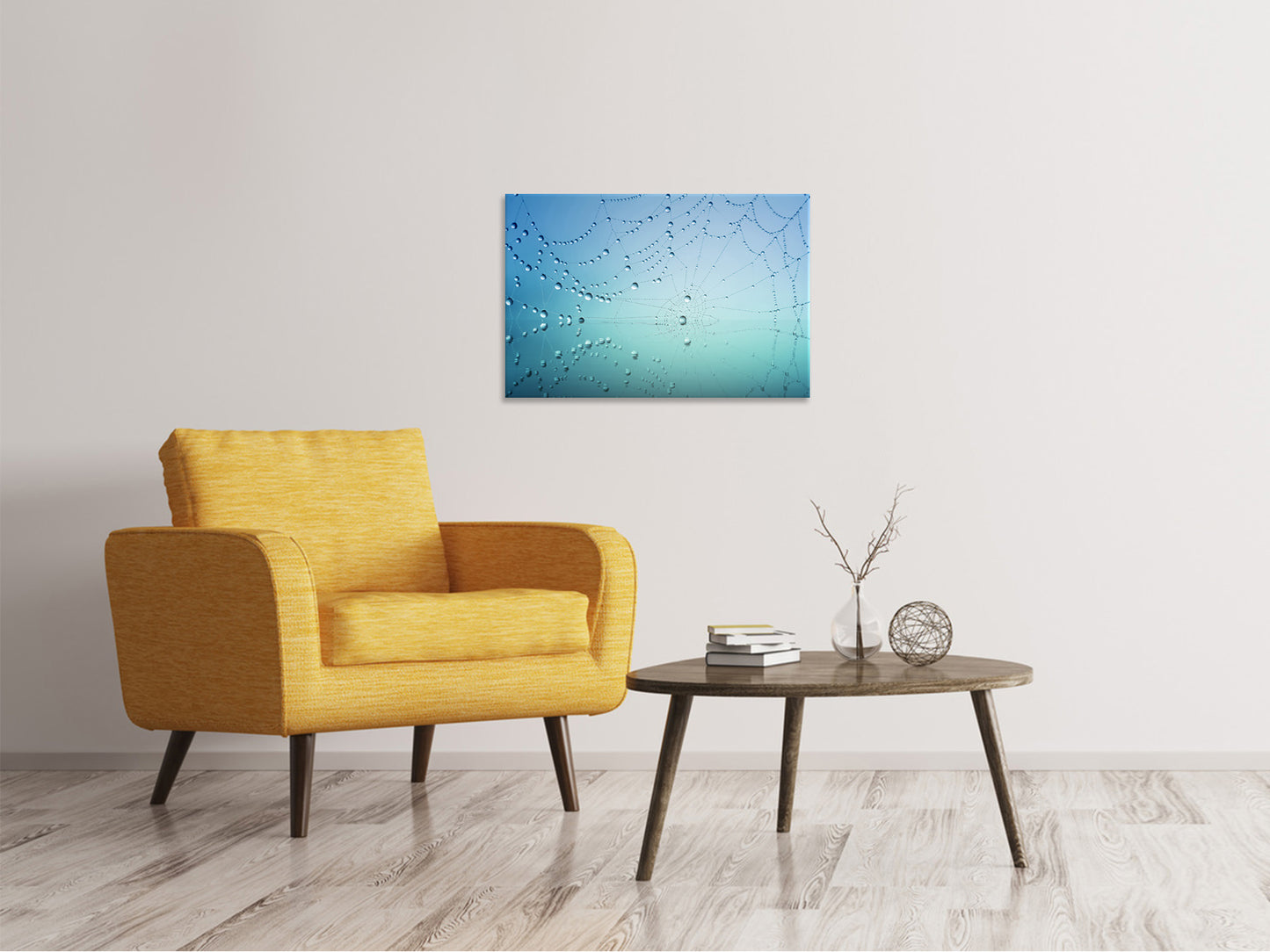 Leinwandbild Spinnennetz im Morgentau