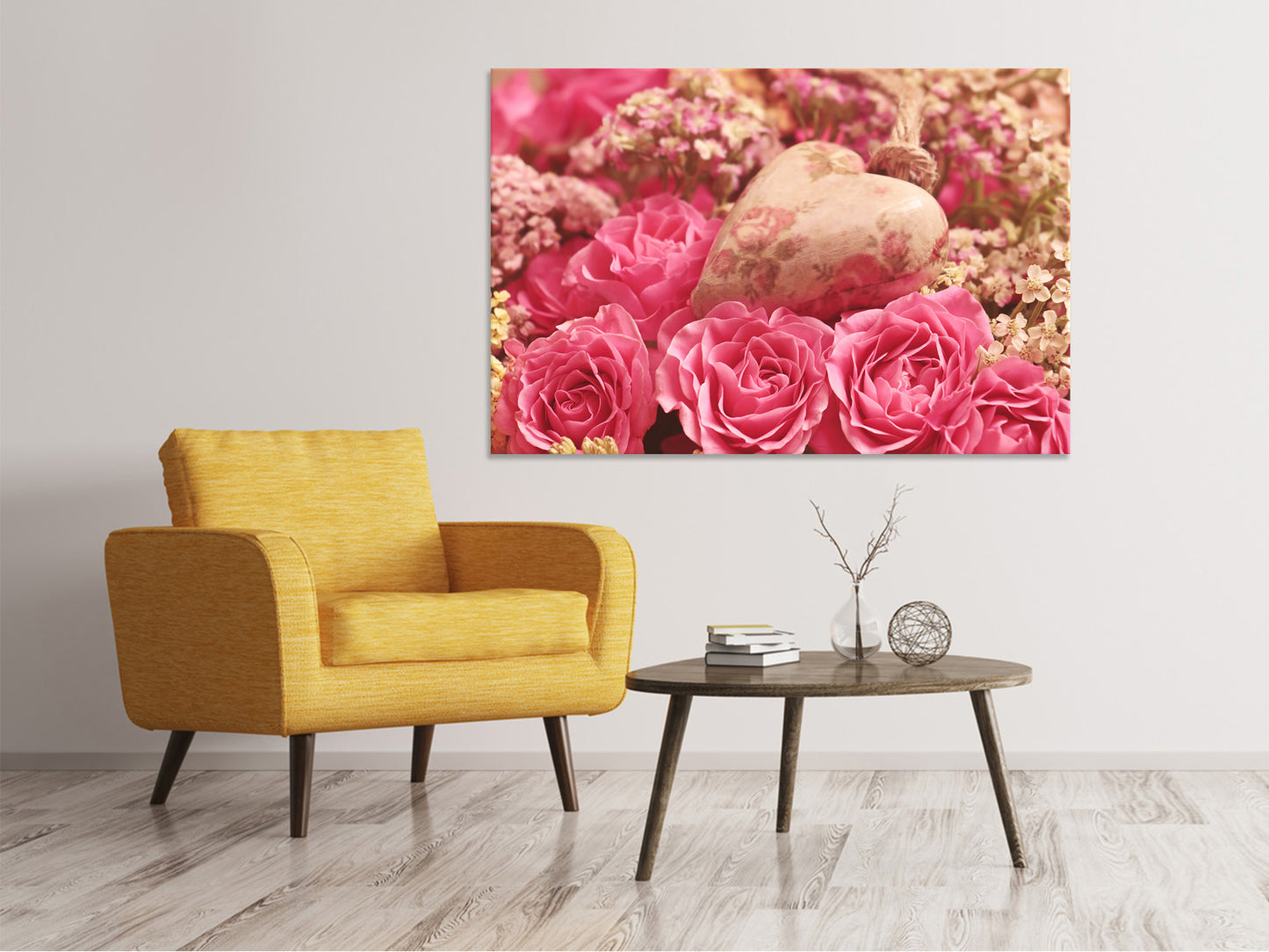 Leinwandbild Romantische Rosen mit Herz