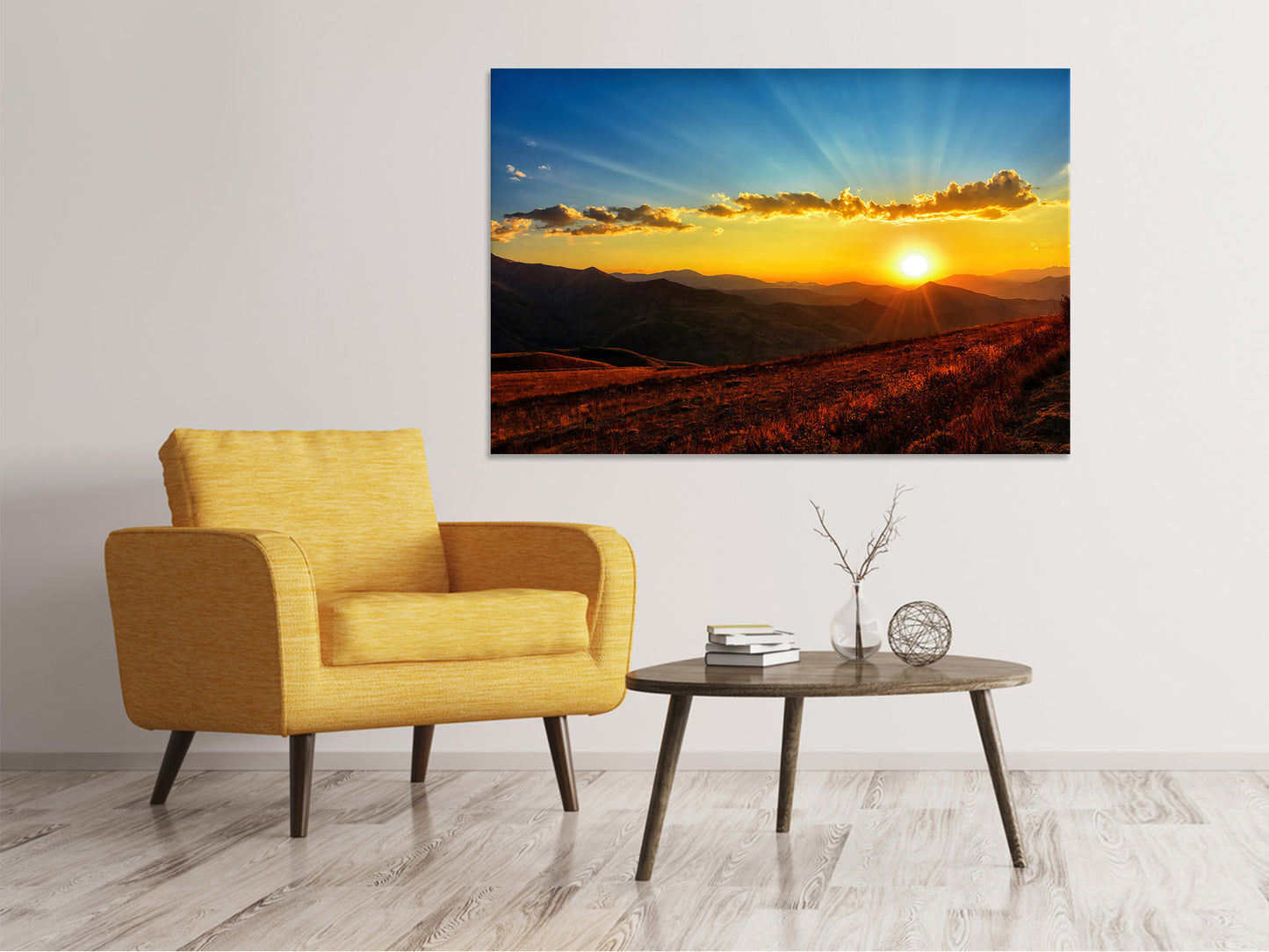 Leinwandbild Sonnenuntergang in der Welt der Berge