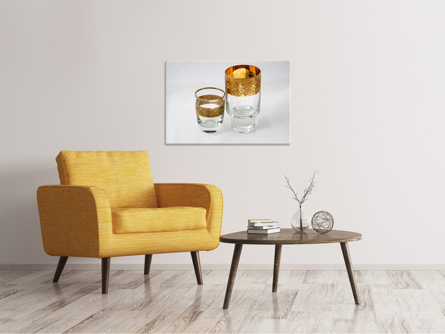 Leinwandbild Gläser mit Gold