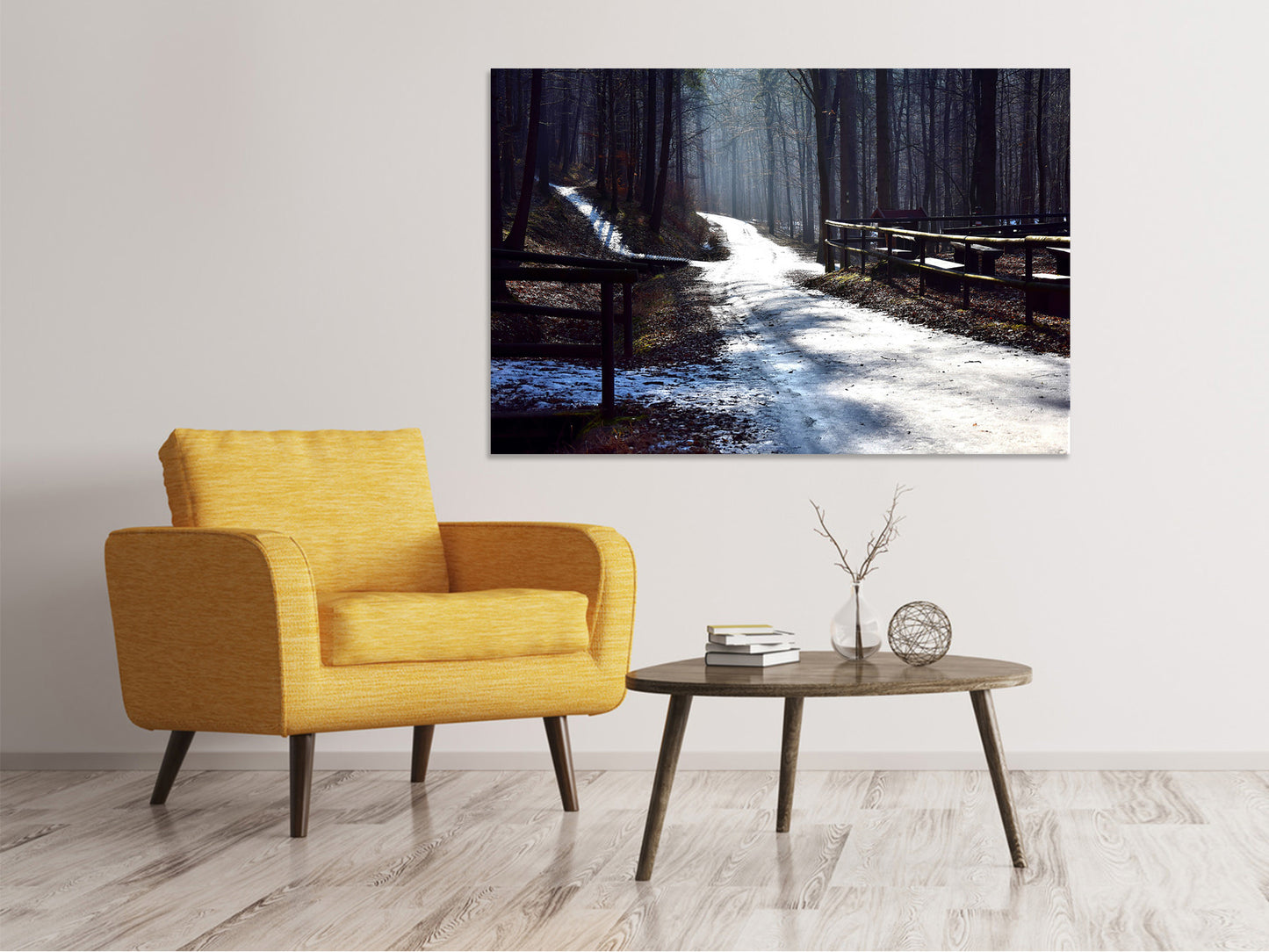 Leinwandbild Ein Weg im Schnee