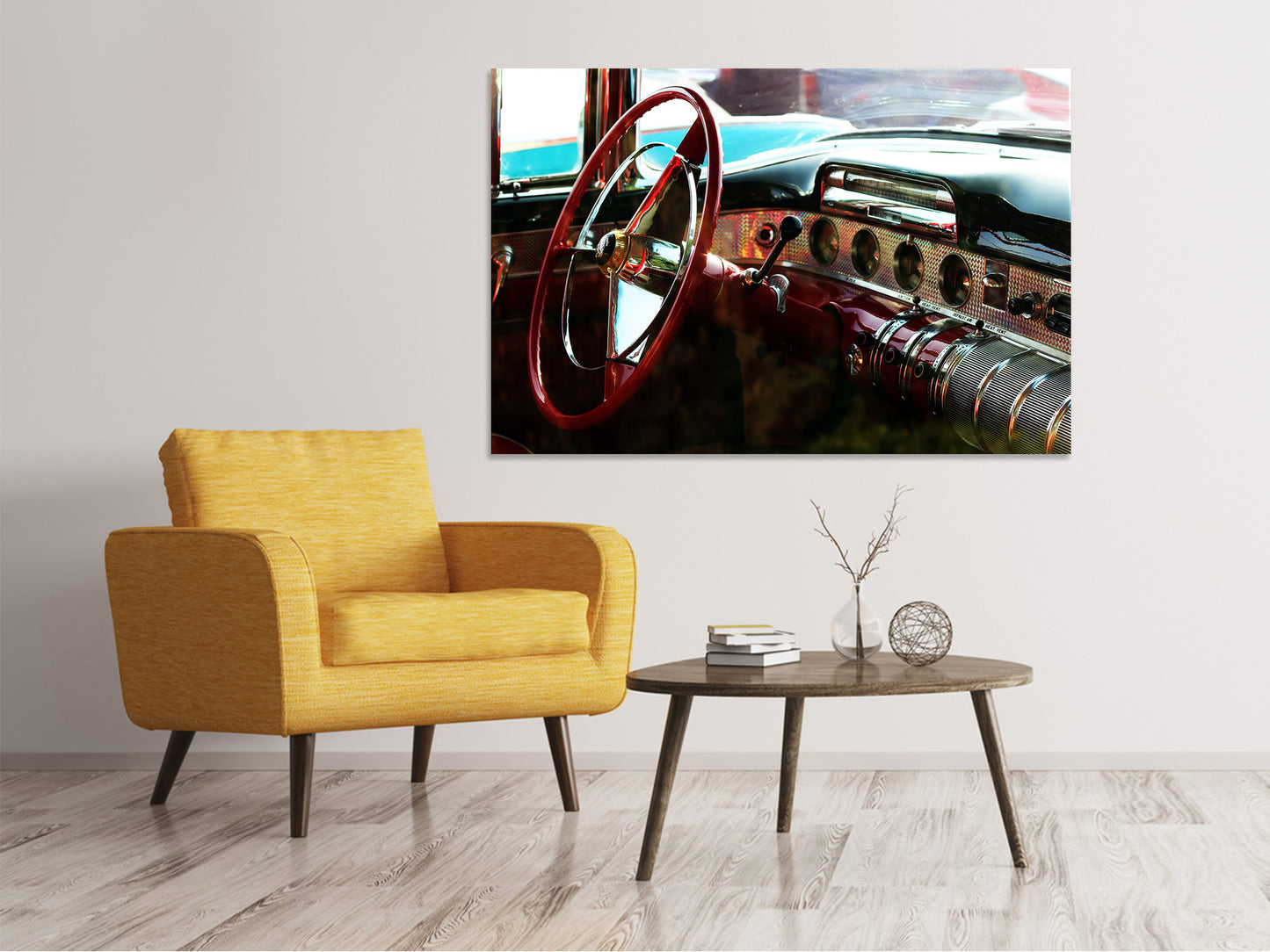 Leinwandbild Interieur eine Oldtimers