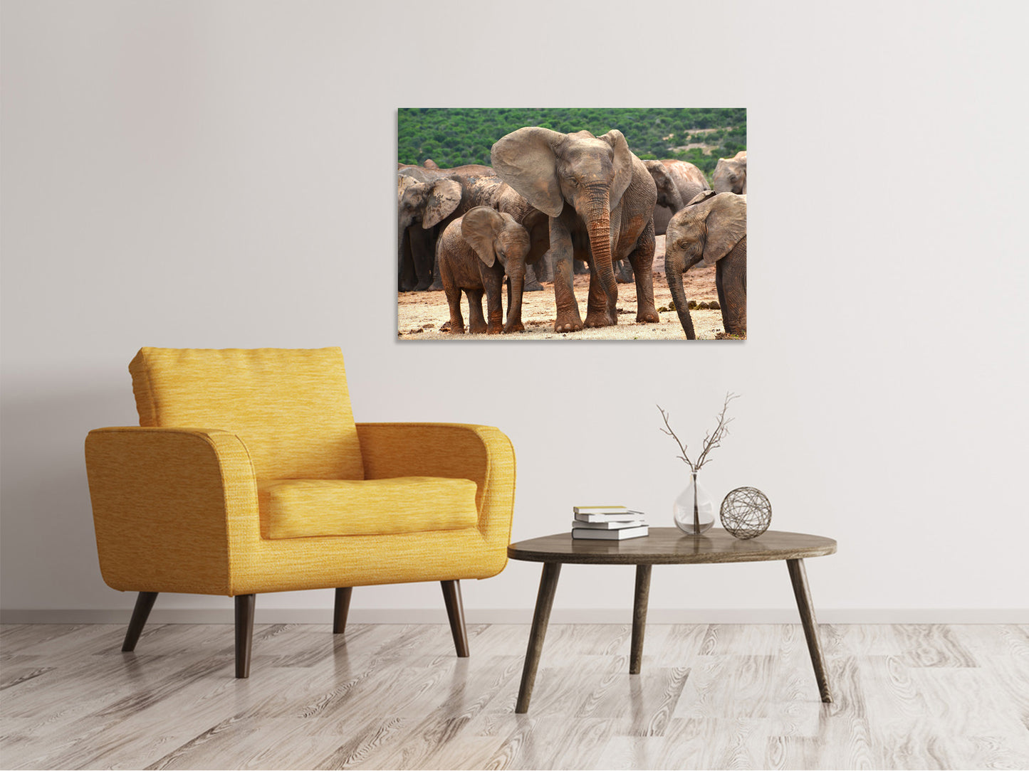 Leinwandbild Elefantenherde in Afrika