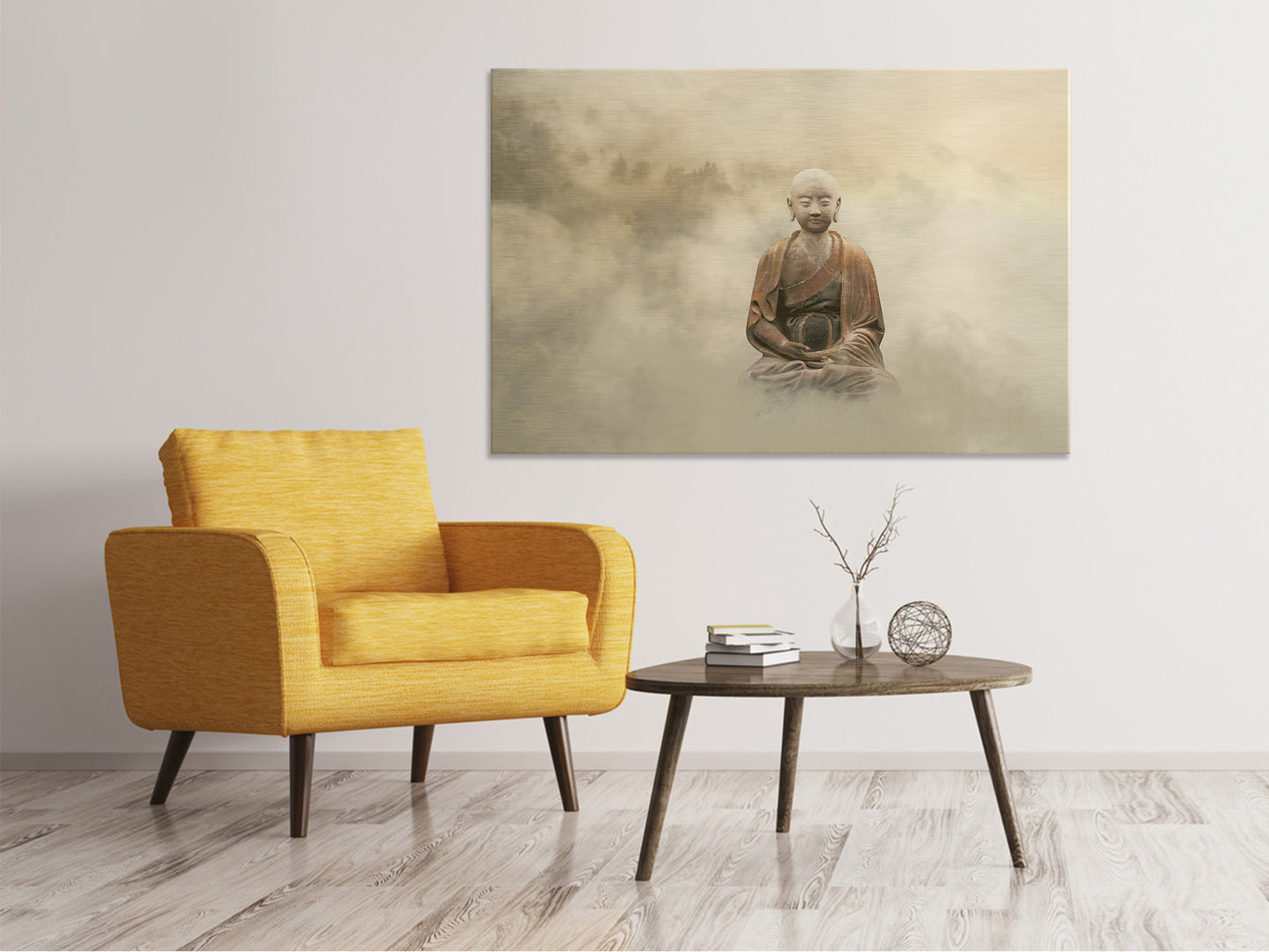 Leinwandbild Buddha im nebulösen Licht