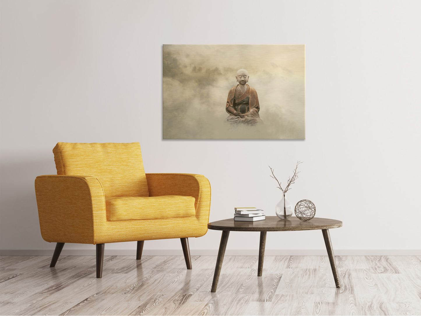 Leinwandbild Buddha im nebulösen Licht