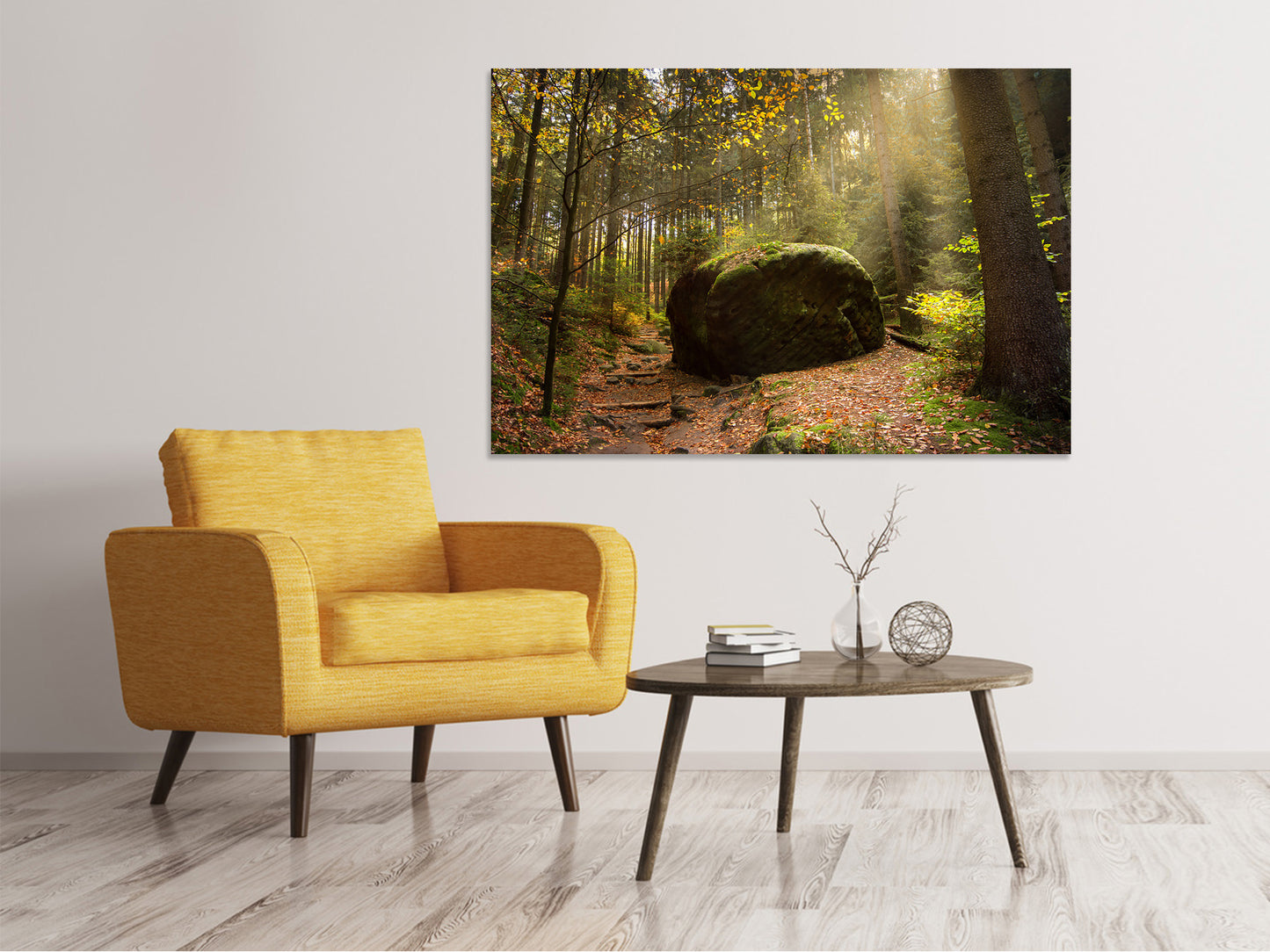Leinwandbild Der Fels im Wald