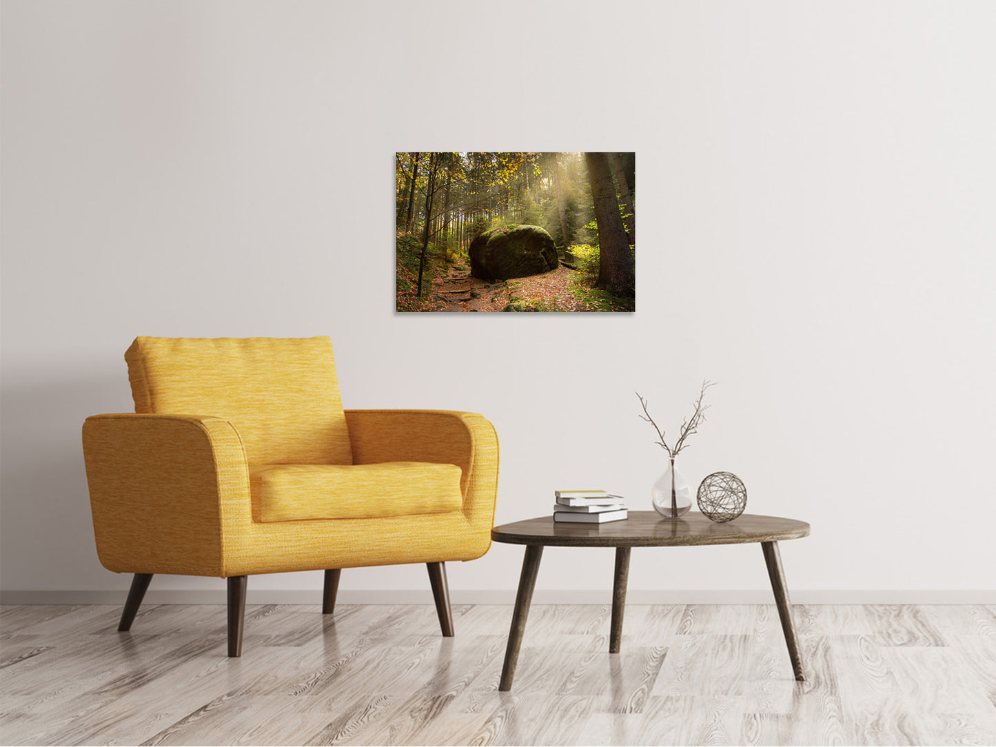Leinwandbild Der Fels im Wald