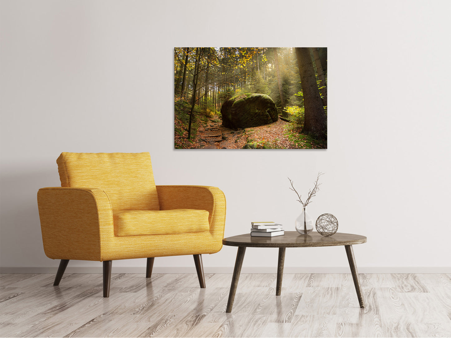 Leinwandbild Der Fels im Wald