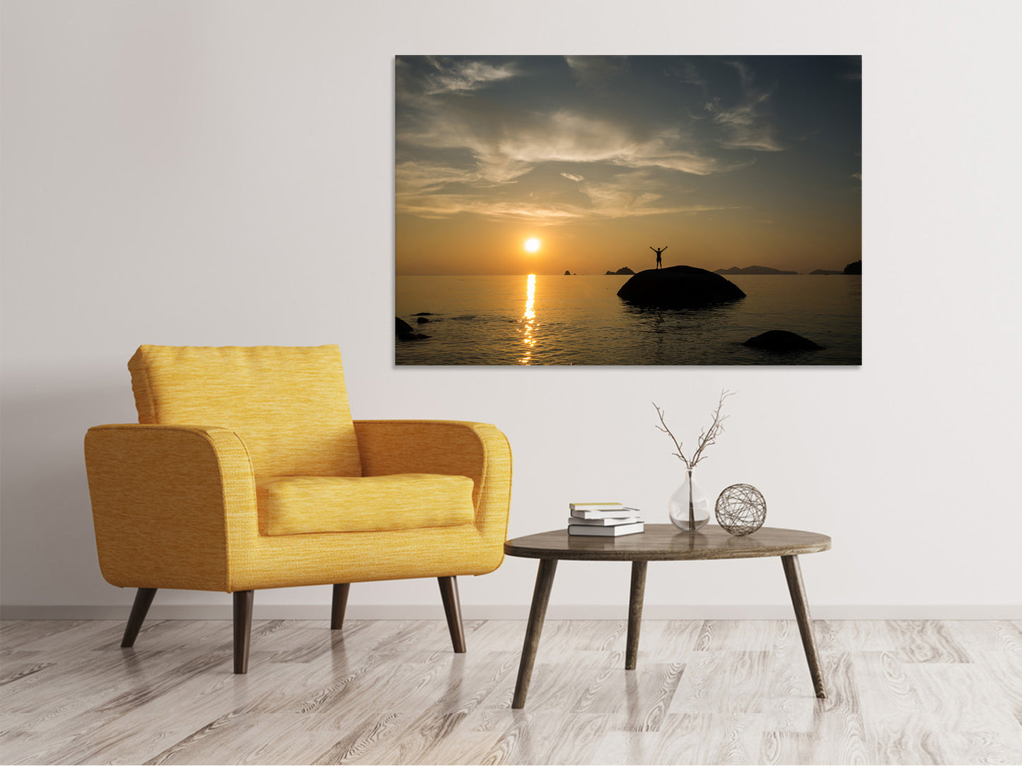 Leinwandbild Liebe den Sonnenuntergang am Meer