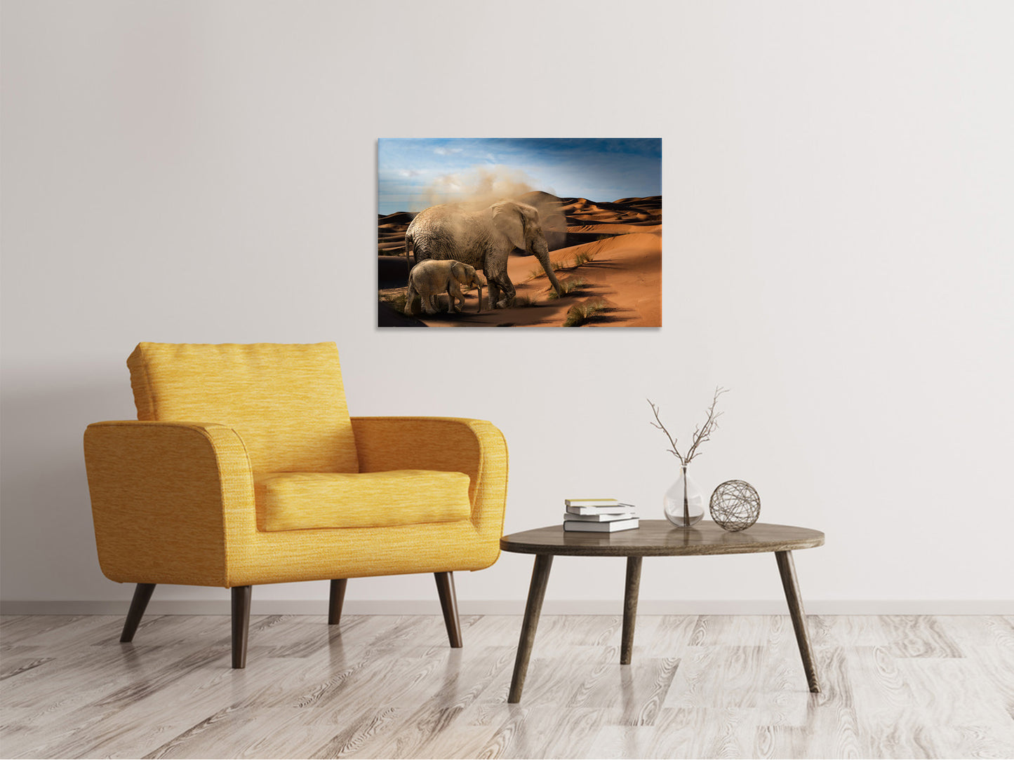 Leinwandbild Elefanten in der Wüste