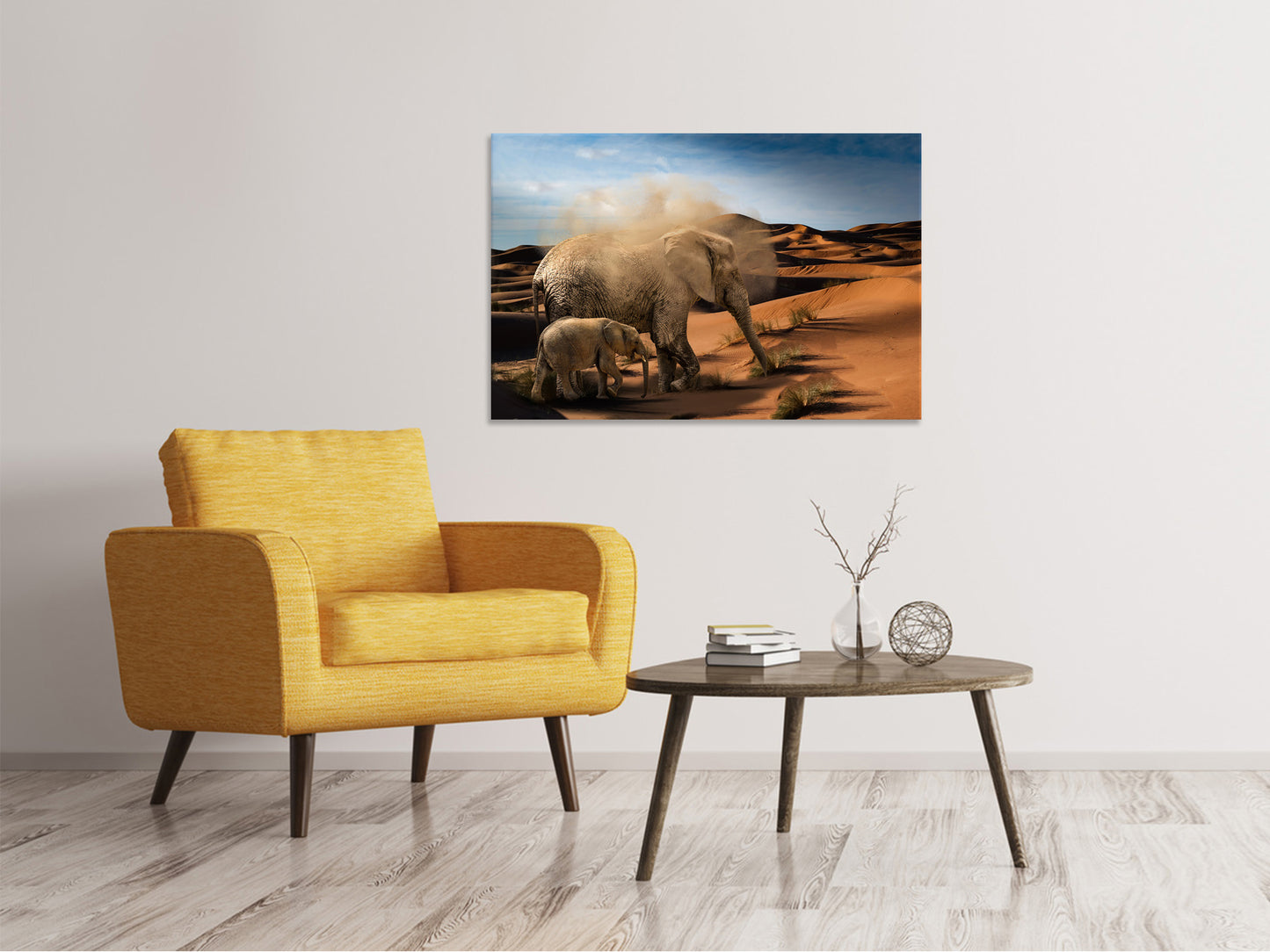 Leinwandbild Elefanten in der Wüste