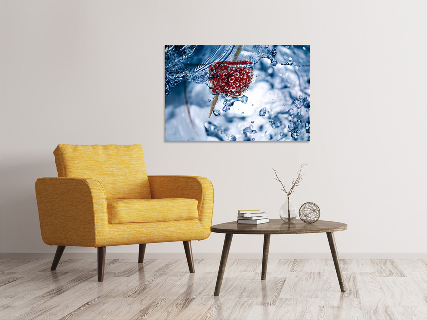 Leinwandbild Himbeere im Wasser