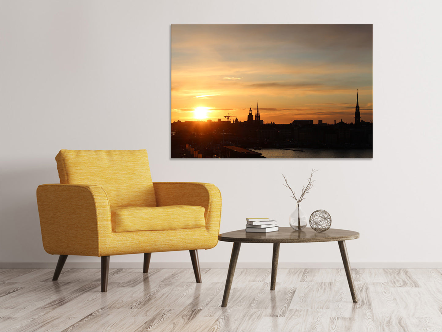 Leinwandbild Stadt im Abendlicht