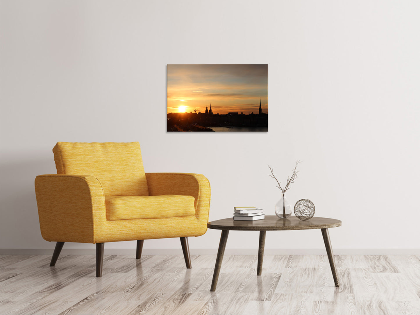 Leinwandbild Stadt im Abendlicht