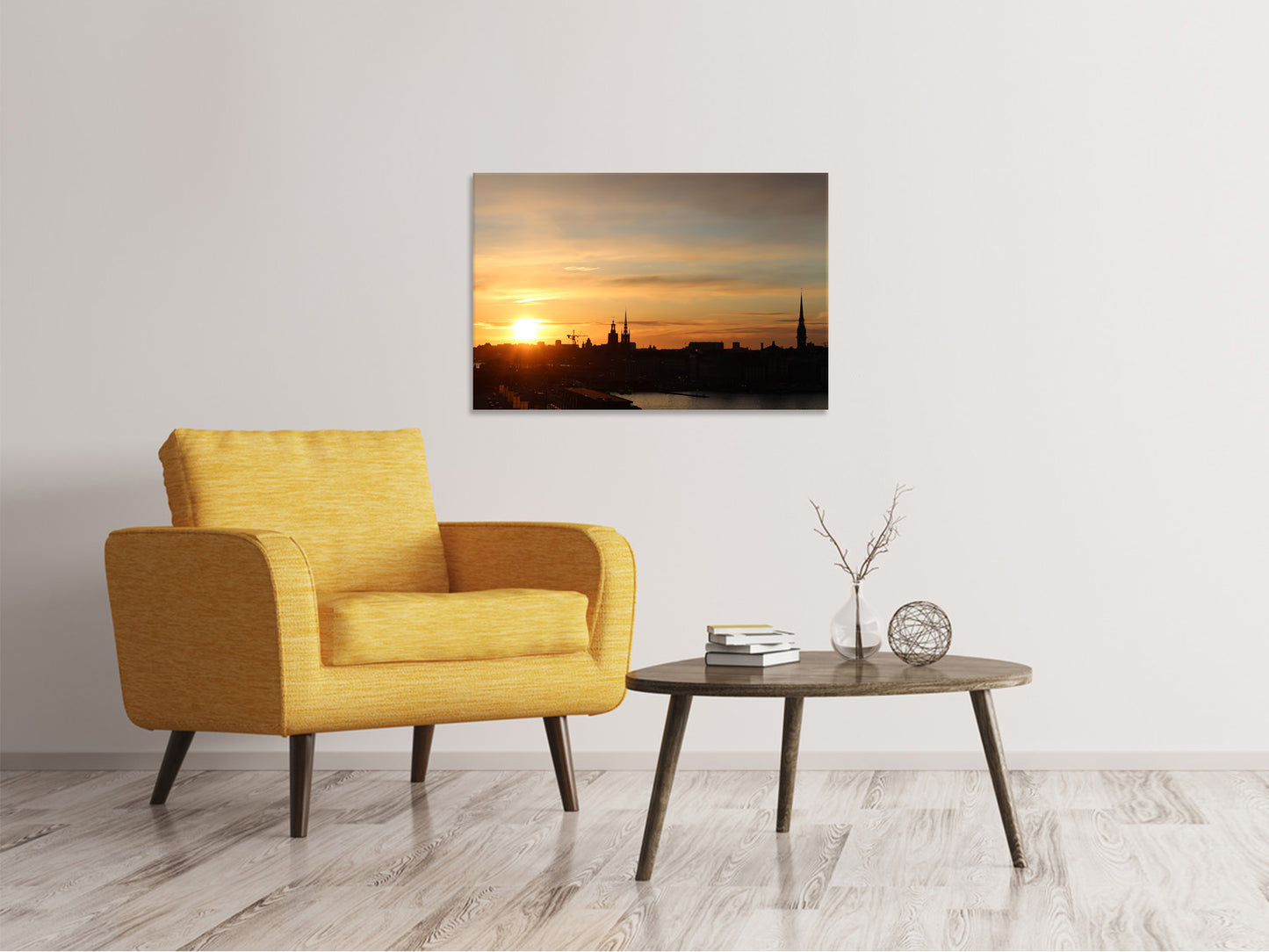 Leinwandbild Stadt im Abendlicht