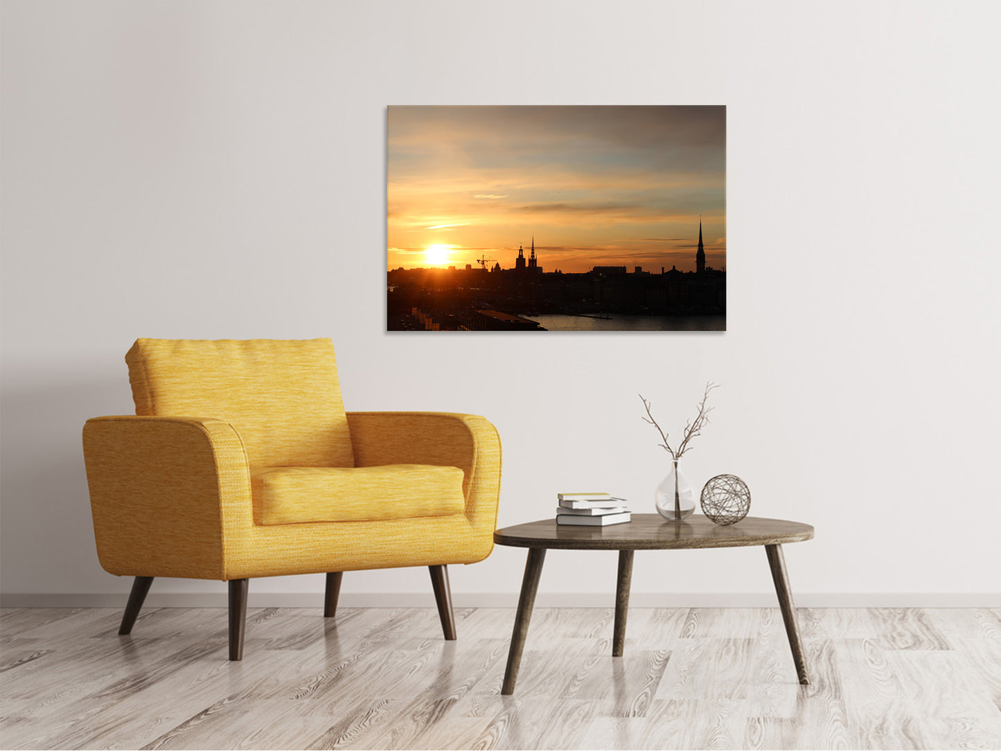 Leinwandbild Stadt im Abendlicht