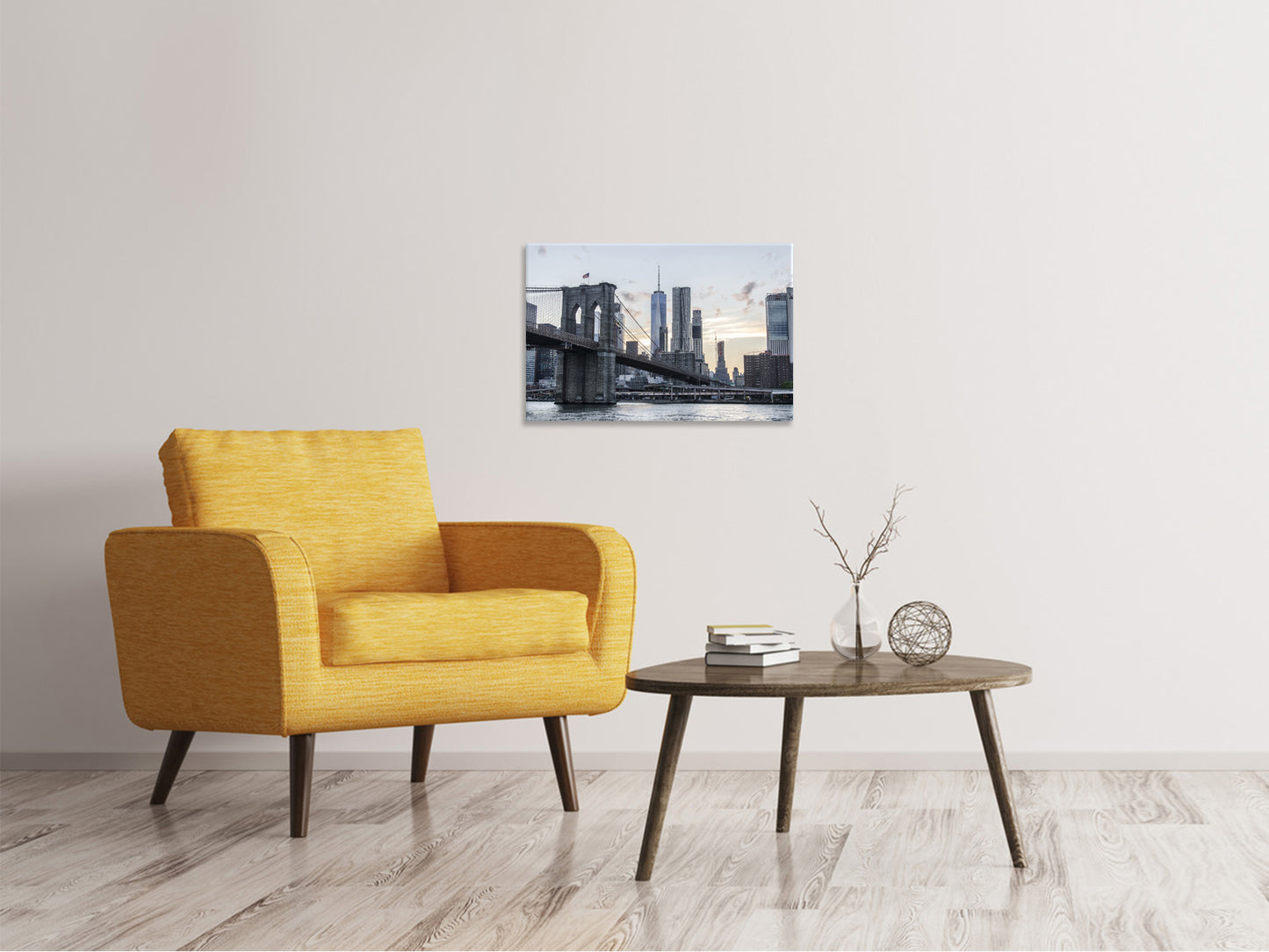 Leinwandbild Die Brooklyn Bridge am Abend