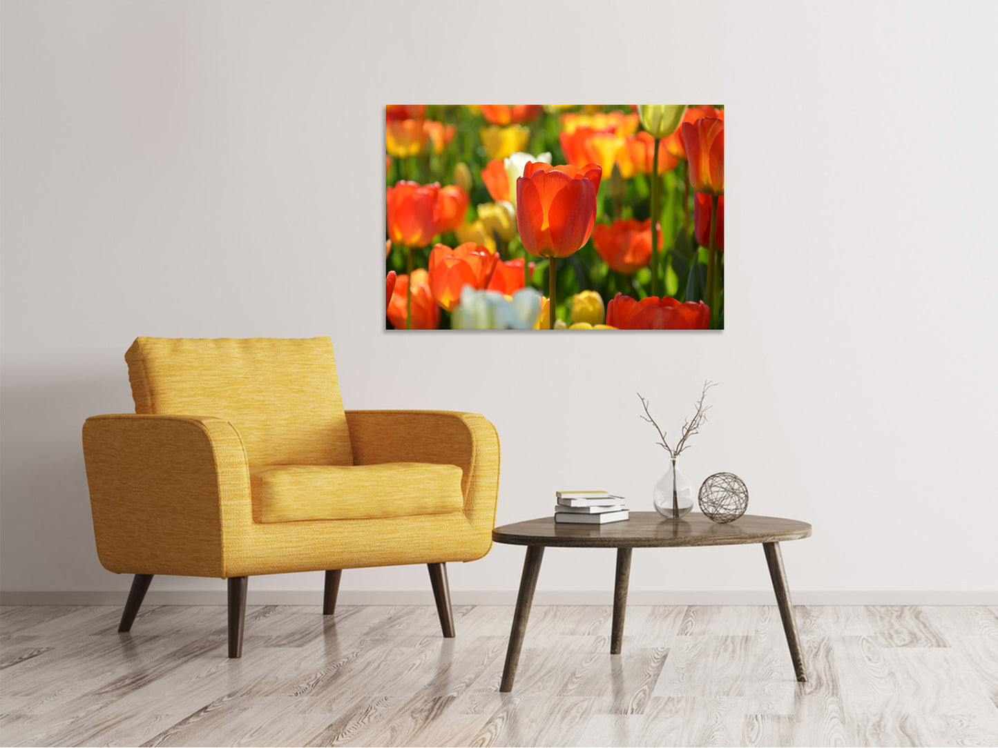Leinwandbild Close up Tulpenfeld