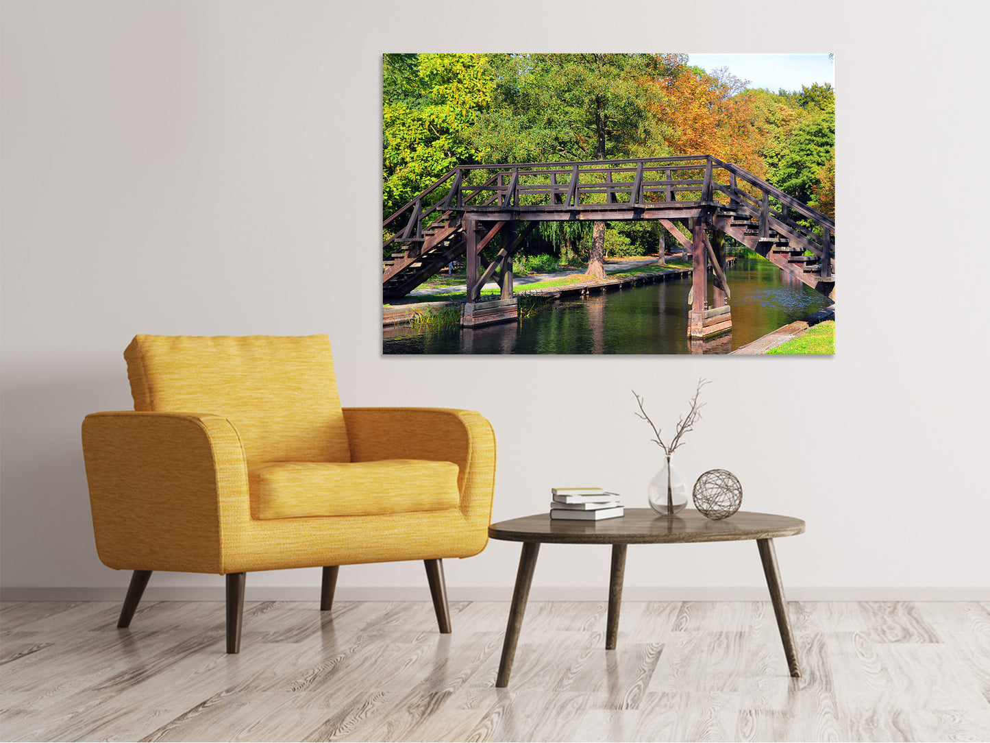Leinwandbild Alte Holz Brücke