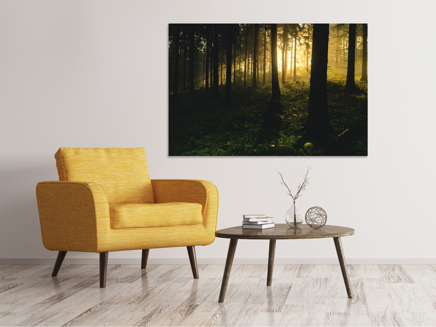 Leinwandbild Sonnenuntergang im Wald