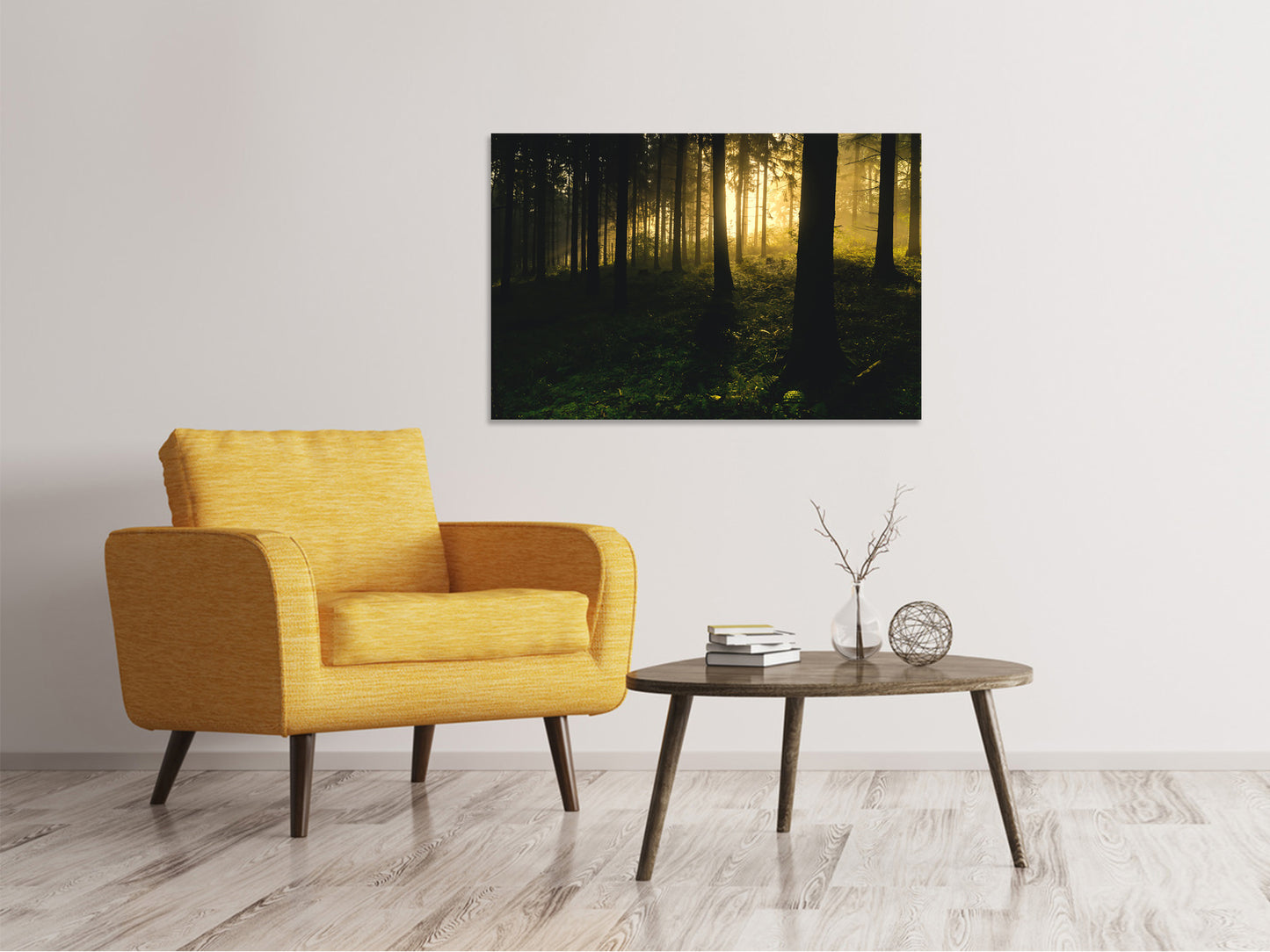 Leinwandbild Sonnenuntergang im Wald