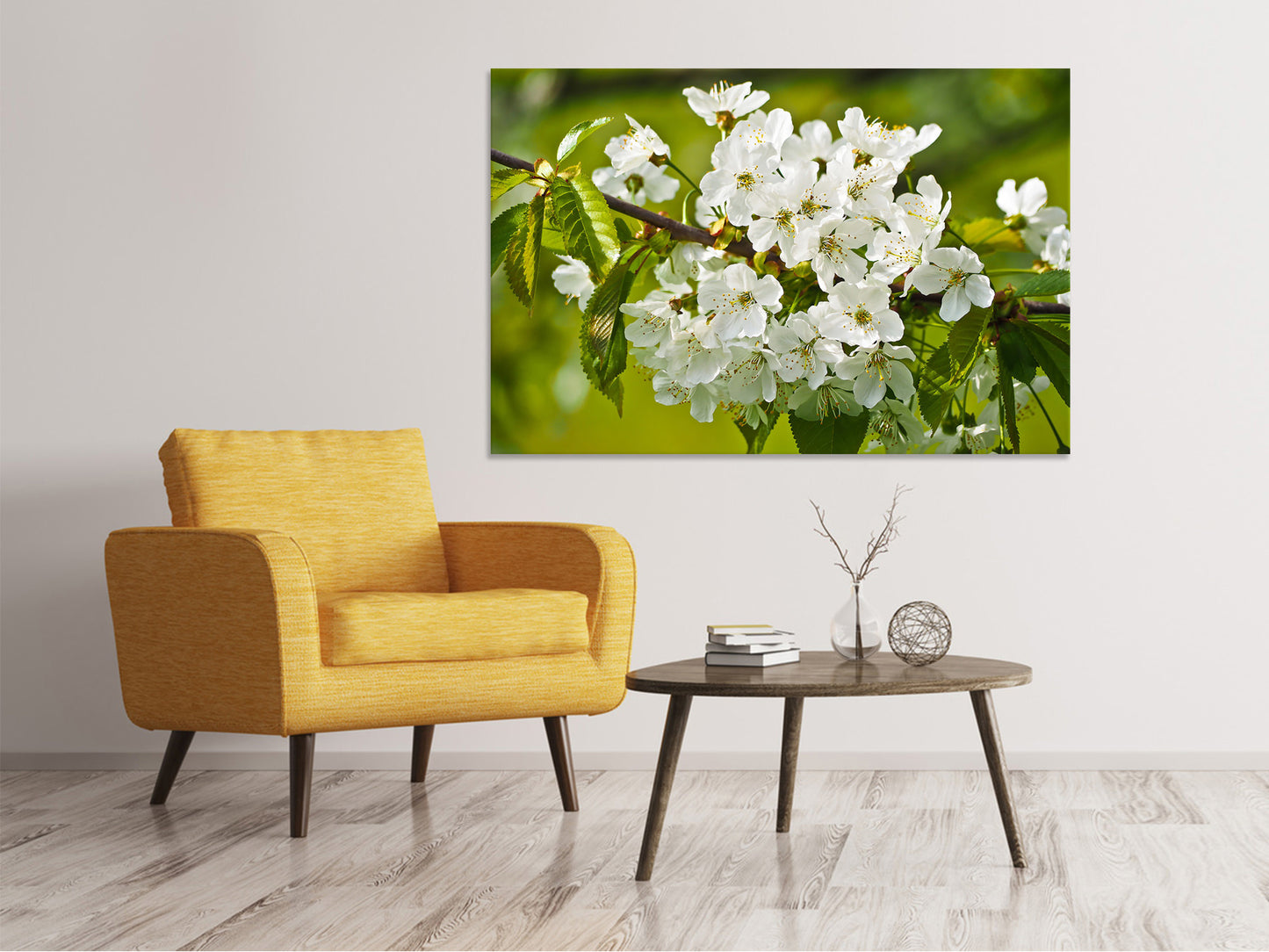 Leinwandbild Weisse Blüten in XL