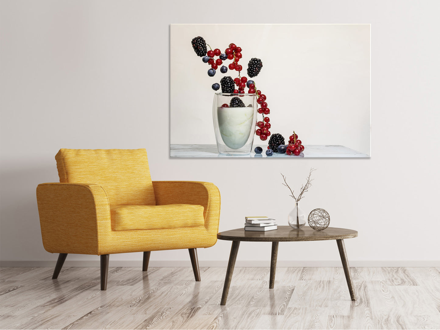 Leinwandbild Joghurt mit Beeren