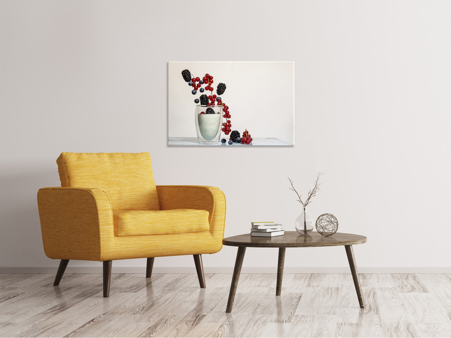 Leinwandbild Joghurt mit Beeren