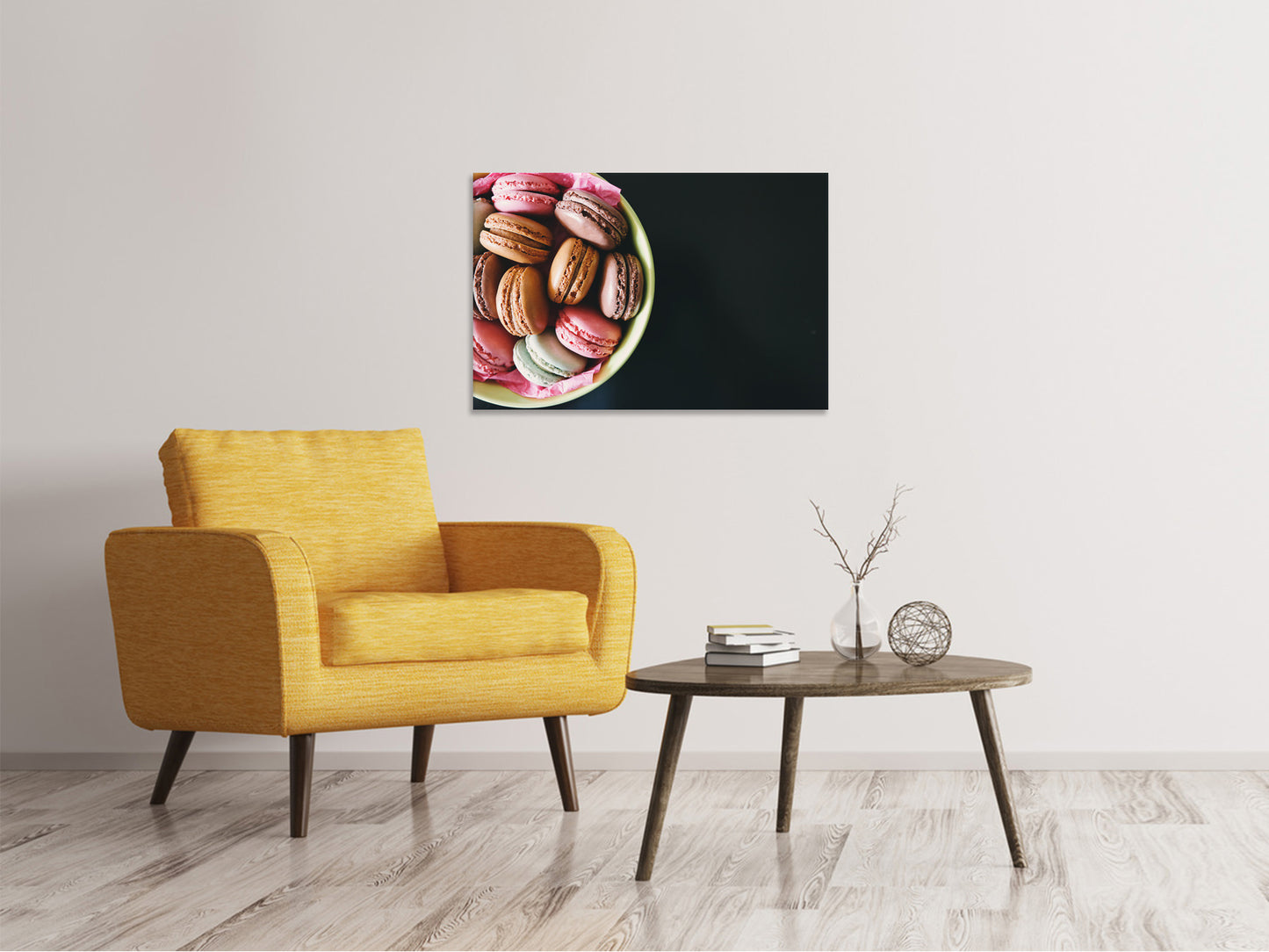 Leinwandbild Eine Schale Makronen